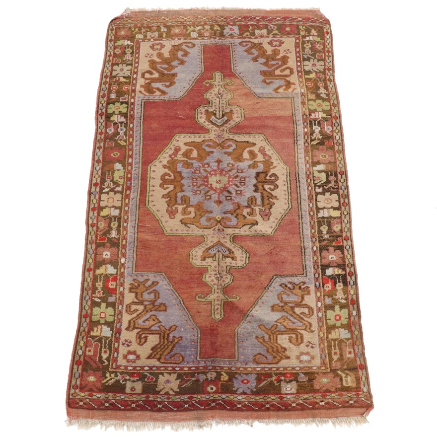 4'2 x 7'6 Hand-Knotted Turkish Village Rug, 1930s