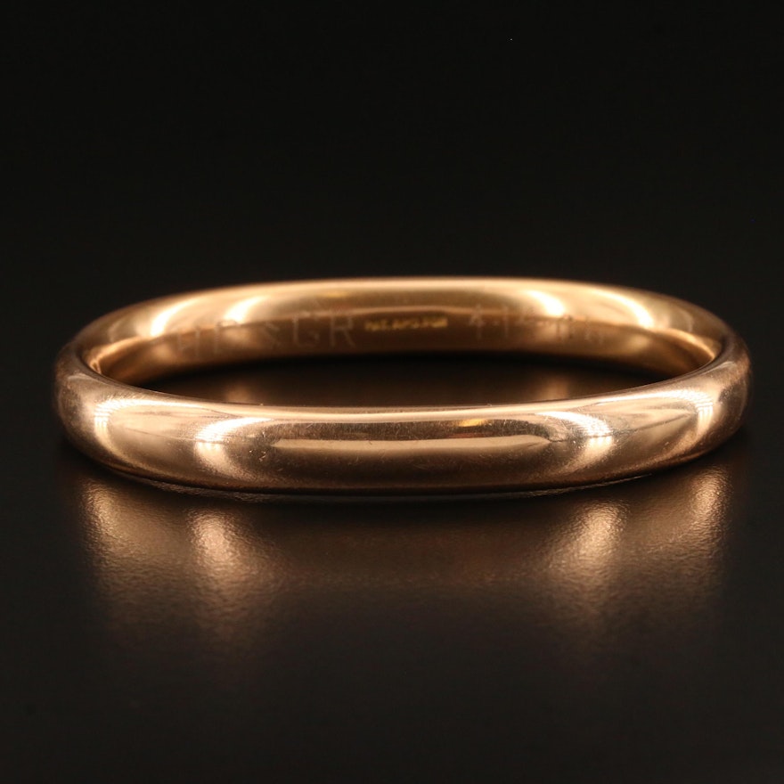 Antique Bates + Bacon Gold Tone Oval Hinged Bangle