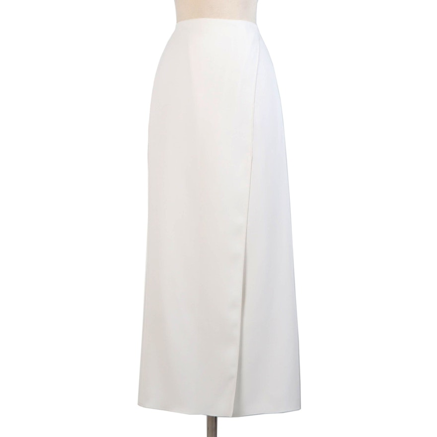 Chanel White Slitted Maxi Skirt