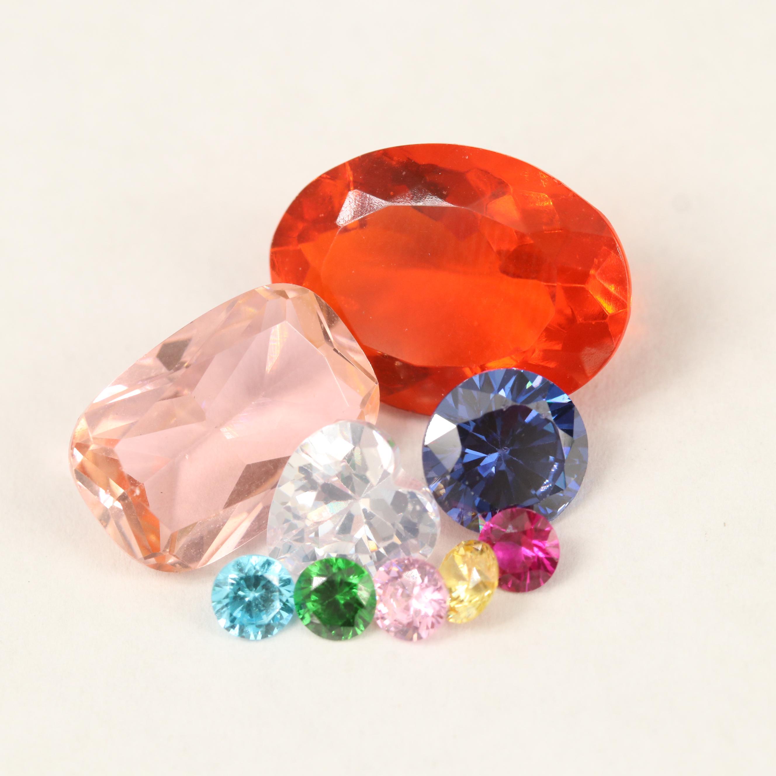 Loose Laboratory Grown Mixed Faceted Cubic Zirconias and Glass