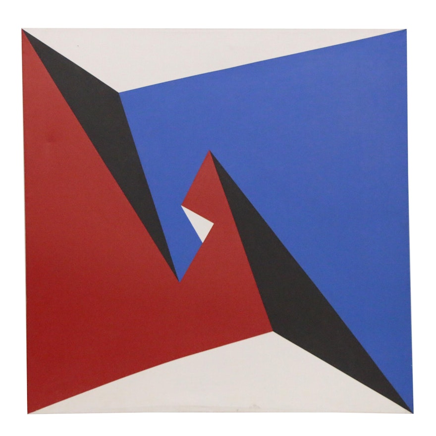 Lore Behrendt Geometric Acrylic Painting, Late 20th Century