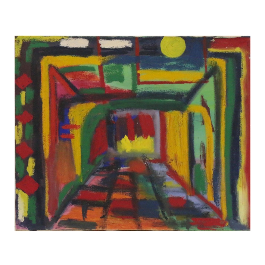 Jerald Mironov Abstract Oil Painting, Late 20th Century