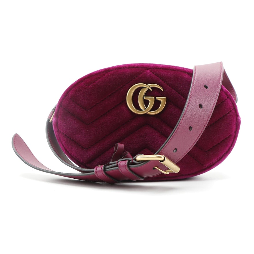 Gucci GG Marmont Belt Bag in Matelassé Velvet