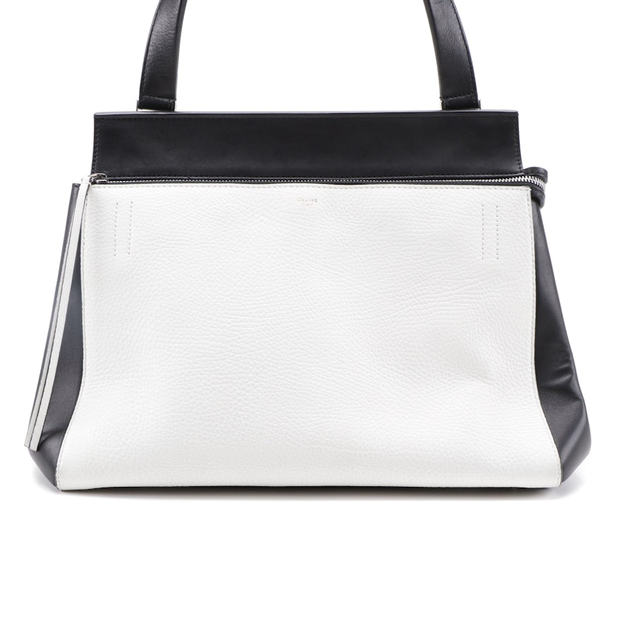 Céline Edge Bag in Black and White Leather