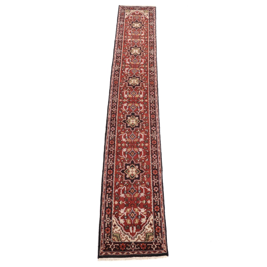 2'6 x 15'11 Hand-Knotted Indo-Persian Heriz Runner, 2010s