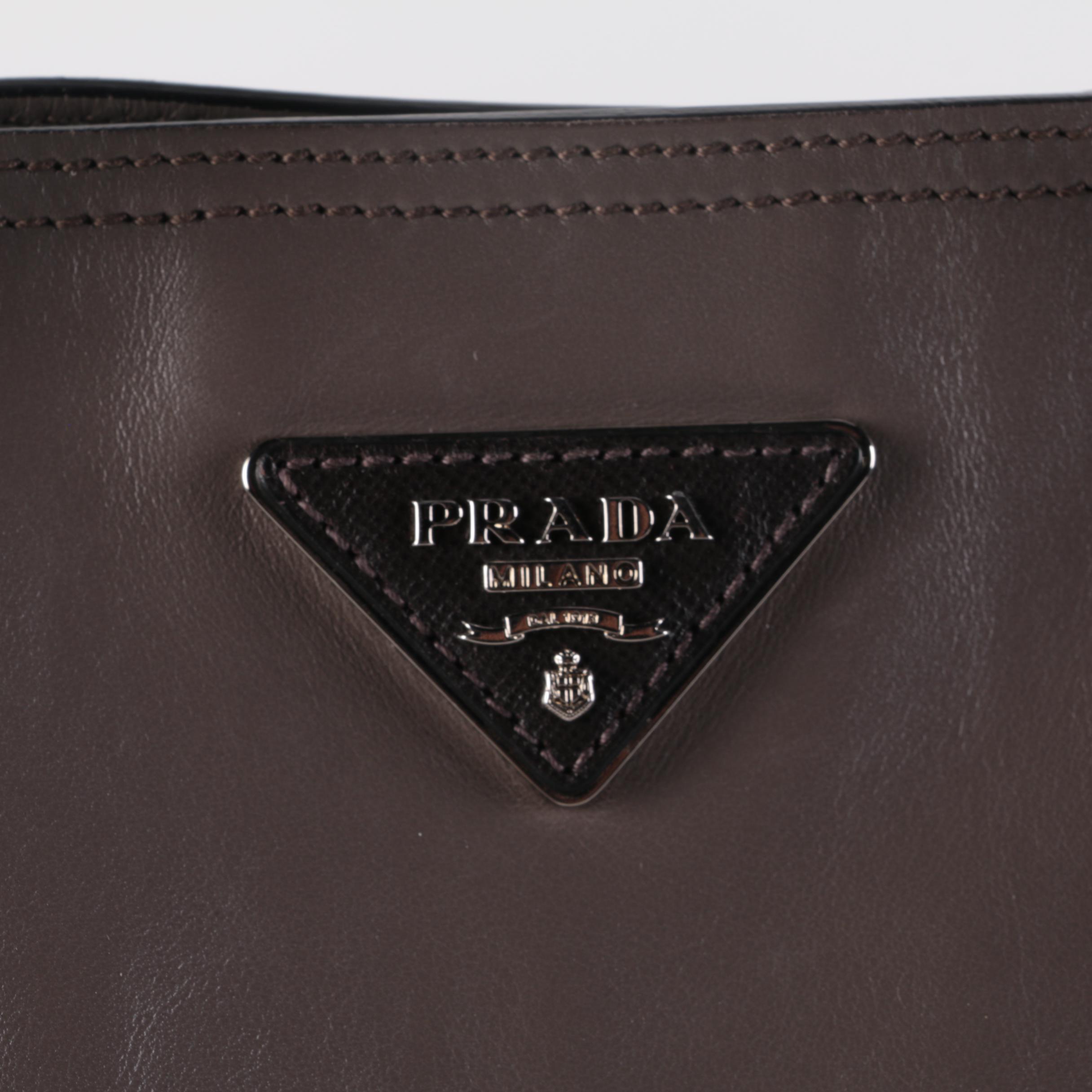 Prada Open Tote in Grey Calfskin Leather