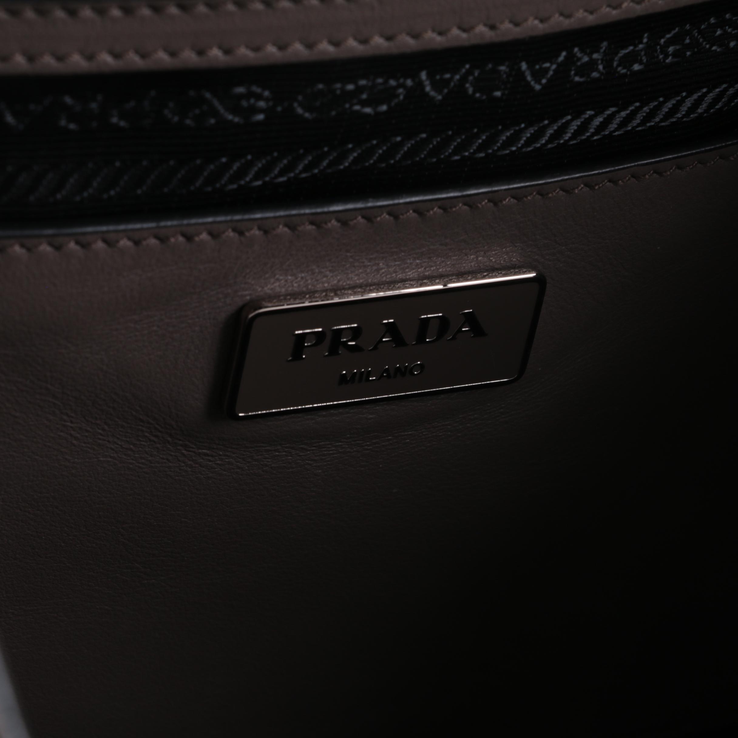 Prada Open Tote in Grey Calfskin Leather