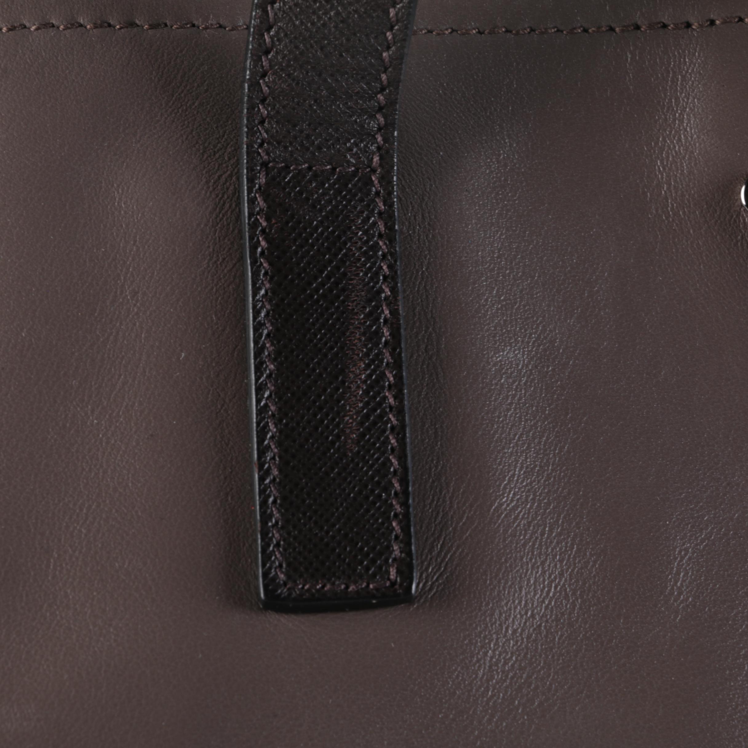 Prada Open Tote in Grey Calfskin Leather