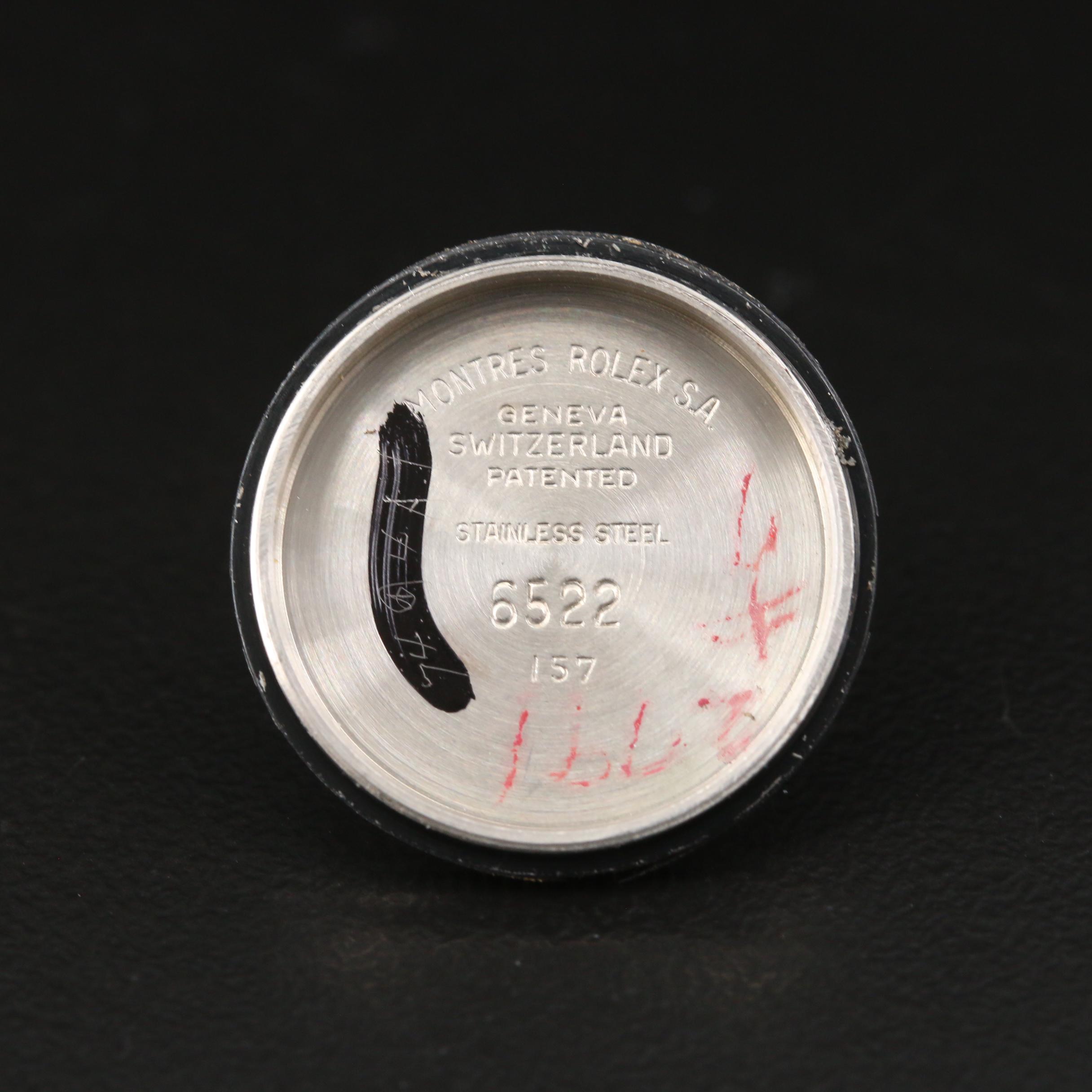 1957 Rolex Oyster 6522 Stainless Steel Stem Wind Watch