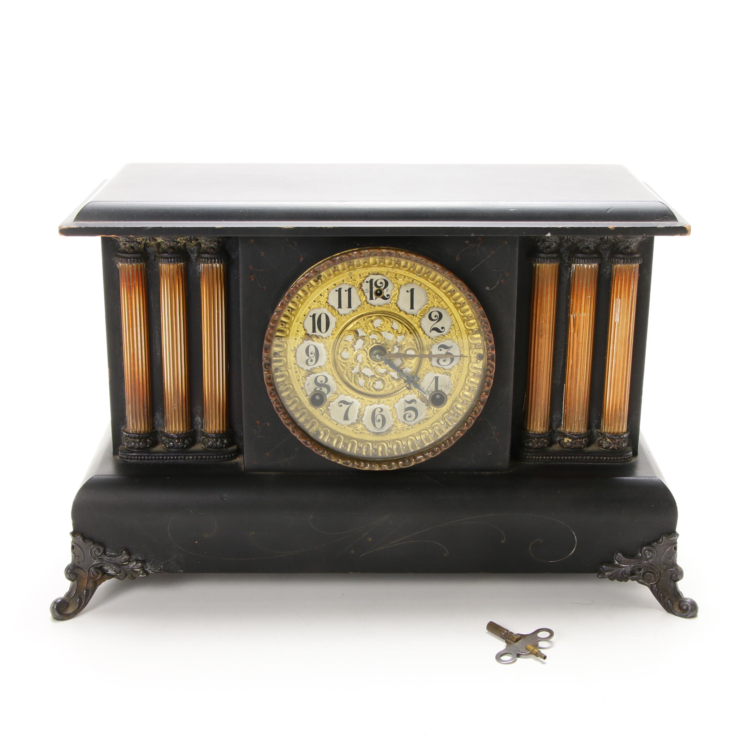 William L. Gilbert Six Column Wood Mantel Clock, 1908