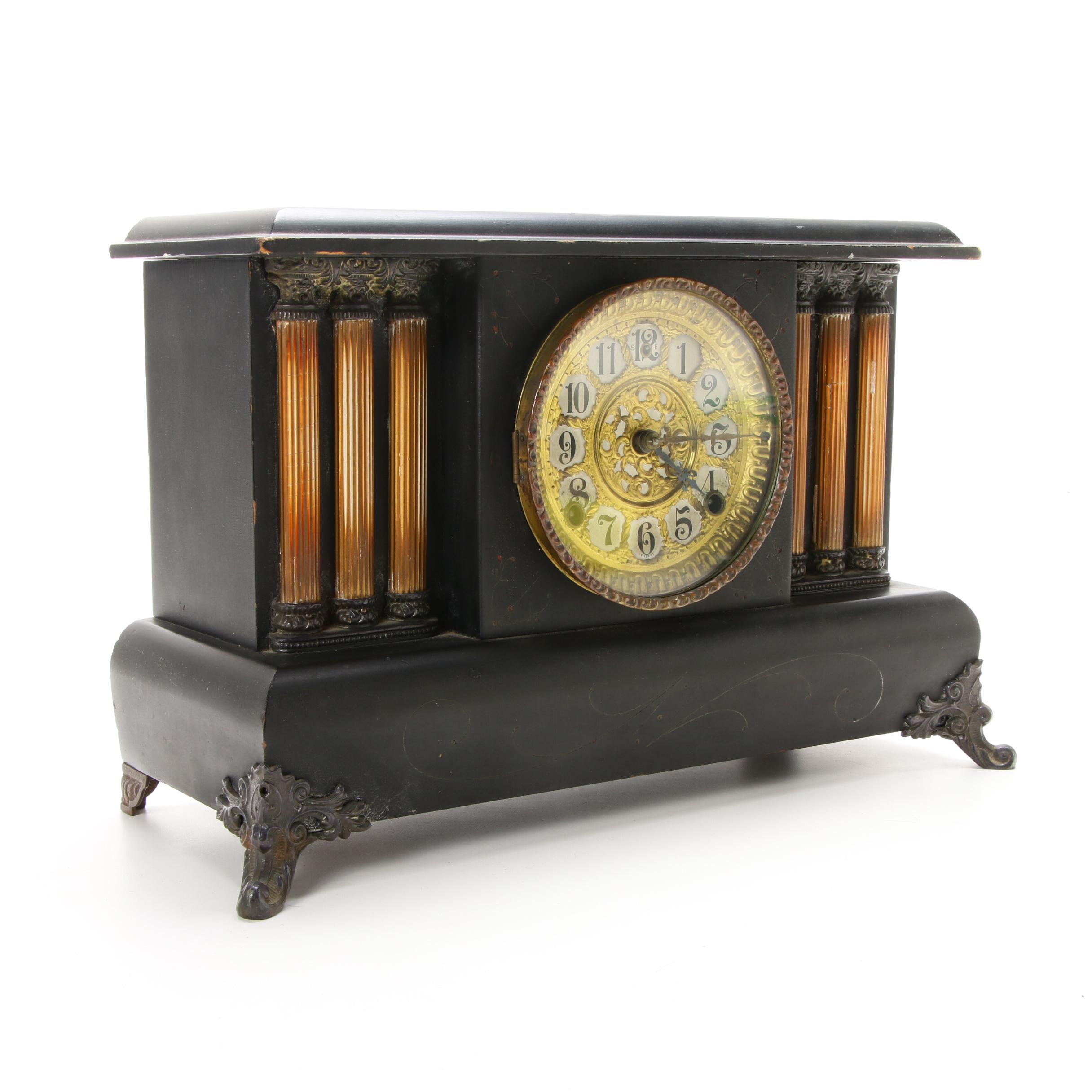 William L. Gilbert Six Column Wood Mantel Clock, 1908
