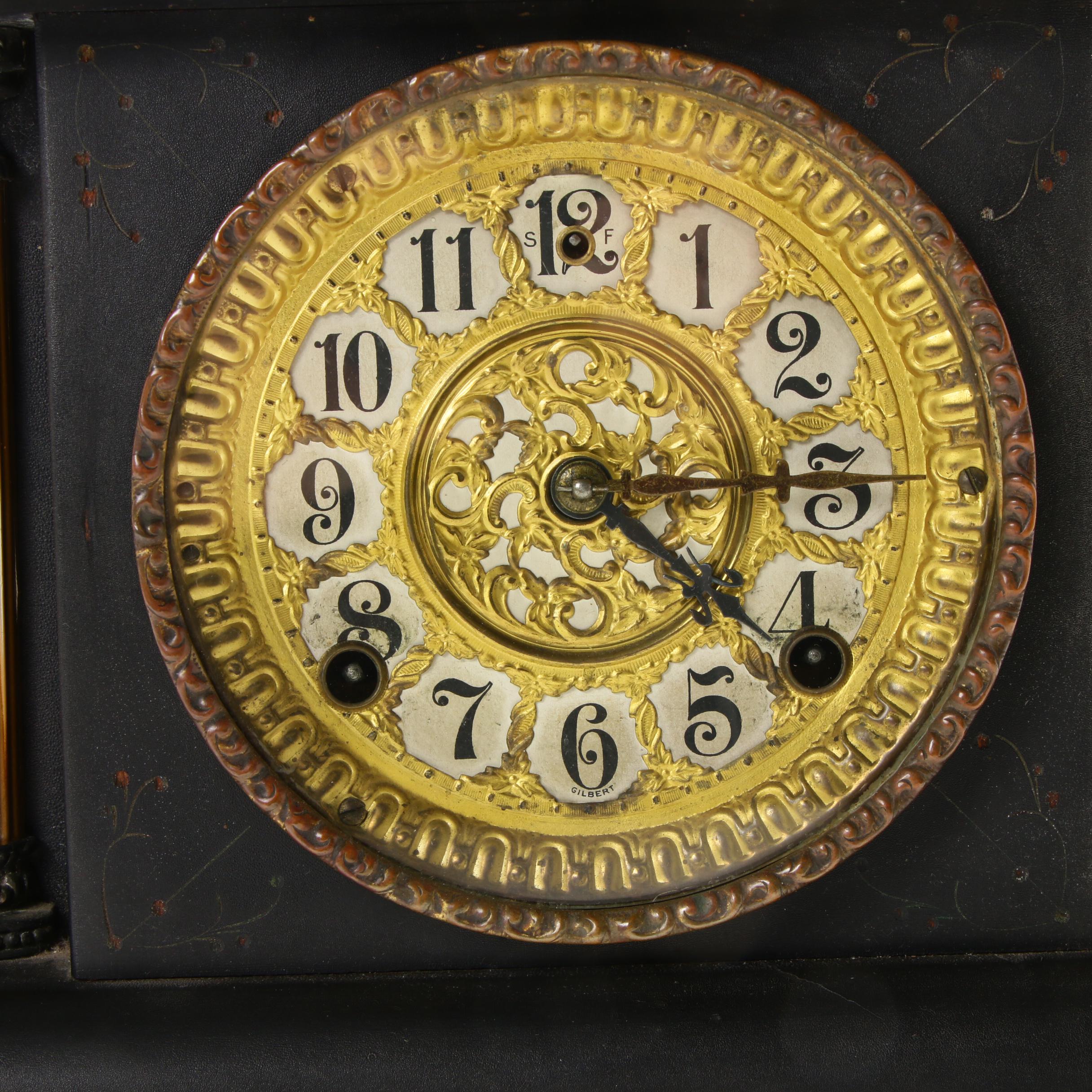 William L. Gilbert Six Column Wood Mantel Clock, 1908
