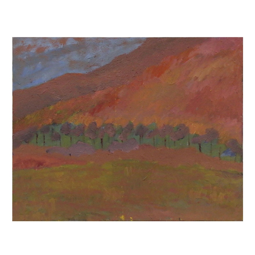 Jerald Mironov Abstract Landscape Oil Painting, Late 20th Century