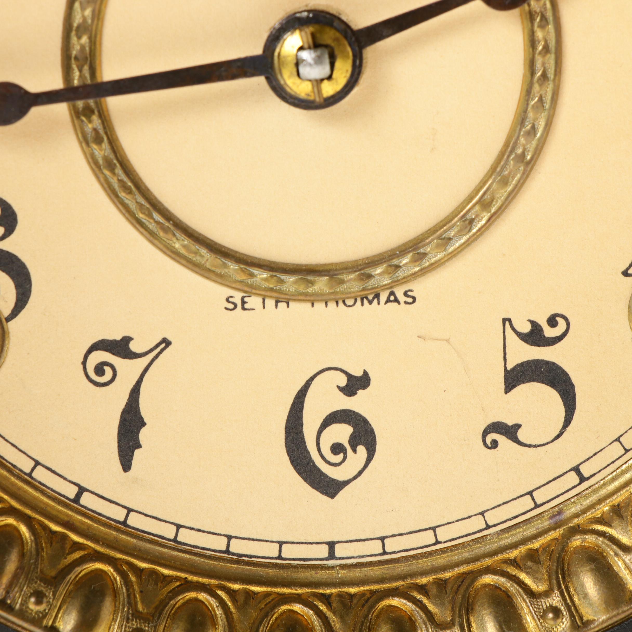 Seth Thomas Adamantine Wood Mantel Clock, Late 19th/ Early 20th Century