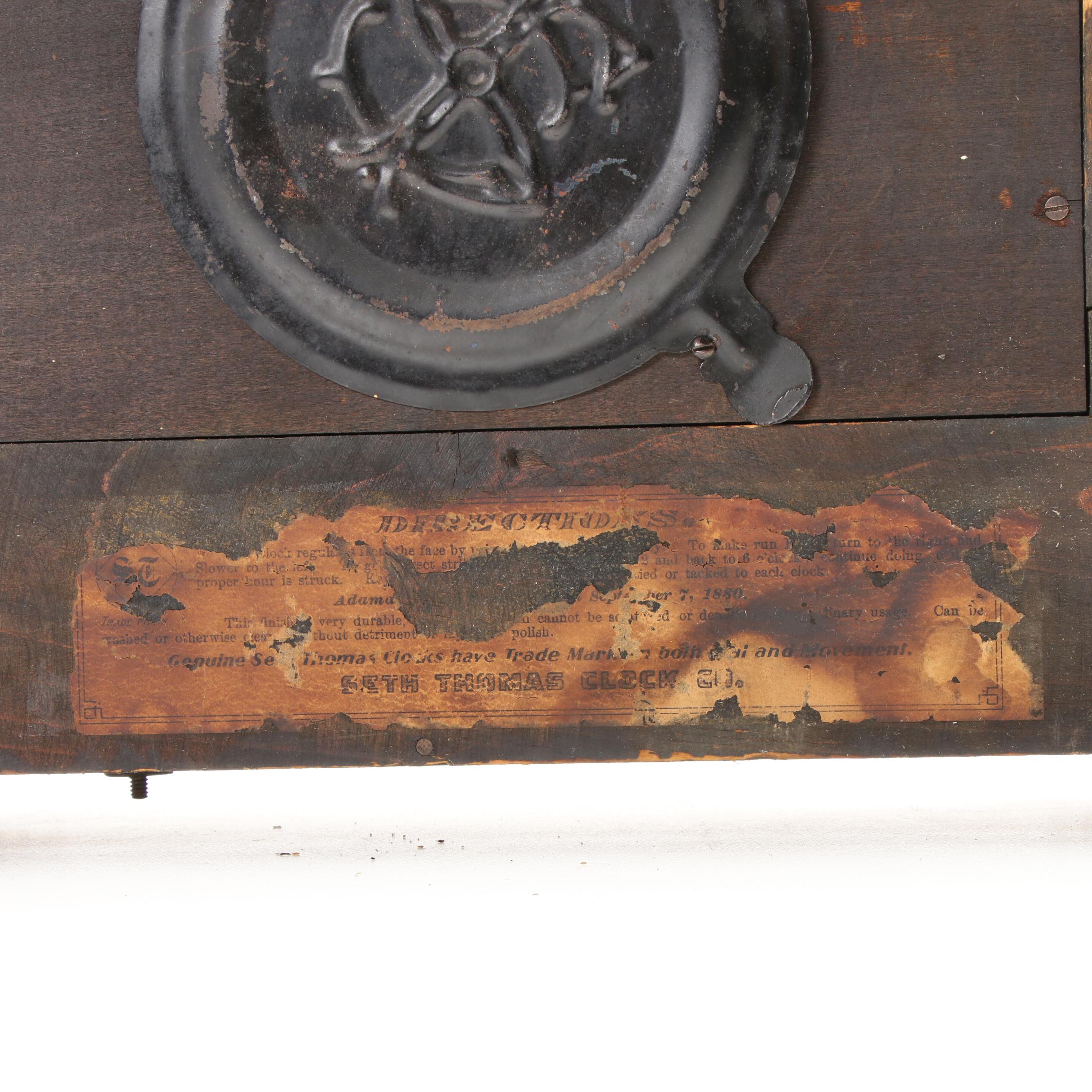 Seth Thomas Adamantine Wood Mantel Clock, Late 19th/ Early 20th Century