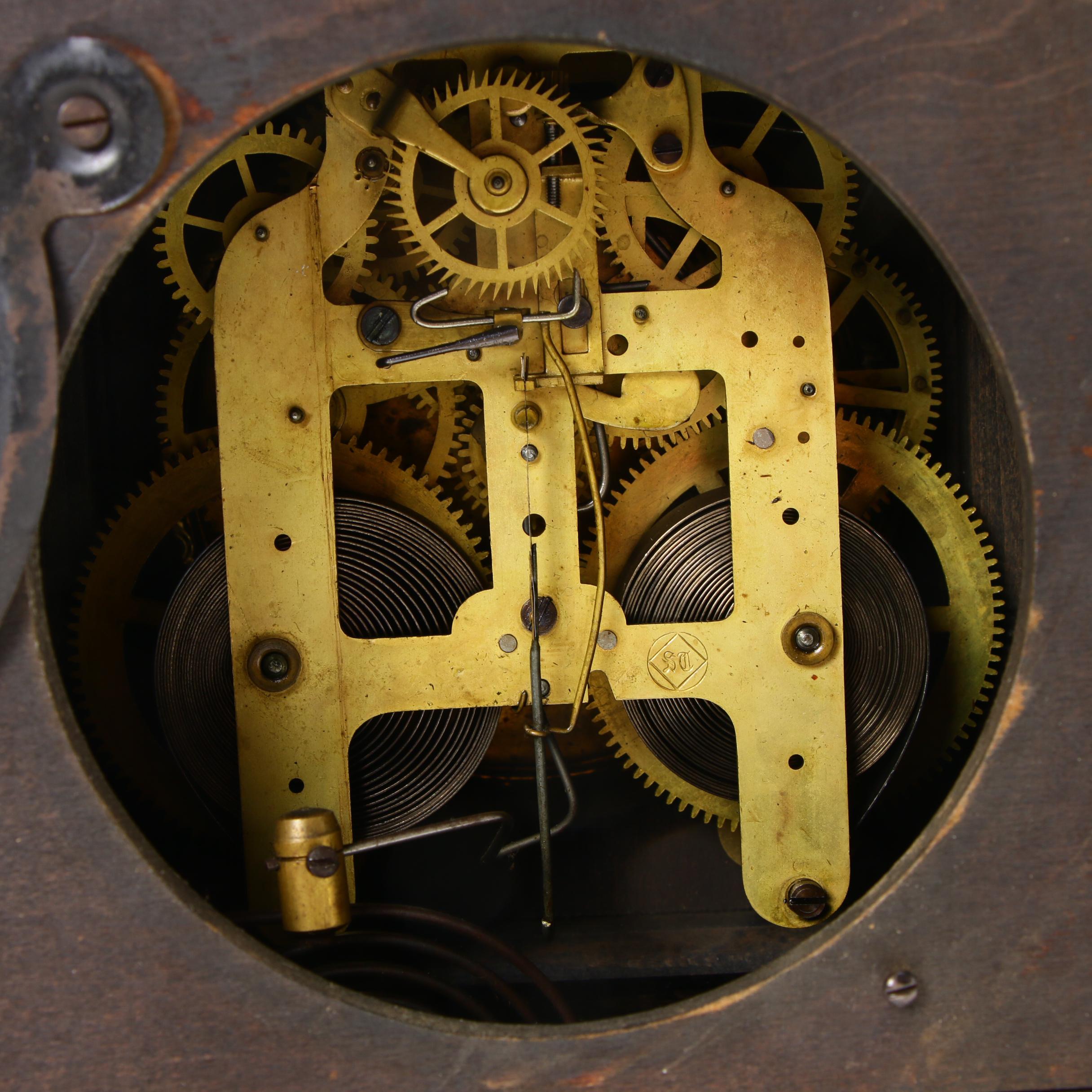 Seth Thomas Adamantine Wood Mantel Clock, Late 19th/ Early 20th Century