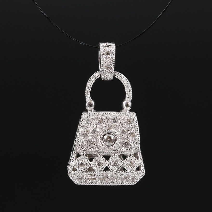 14K Diamond Purse Charm