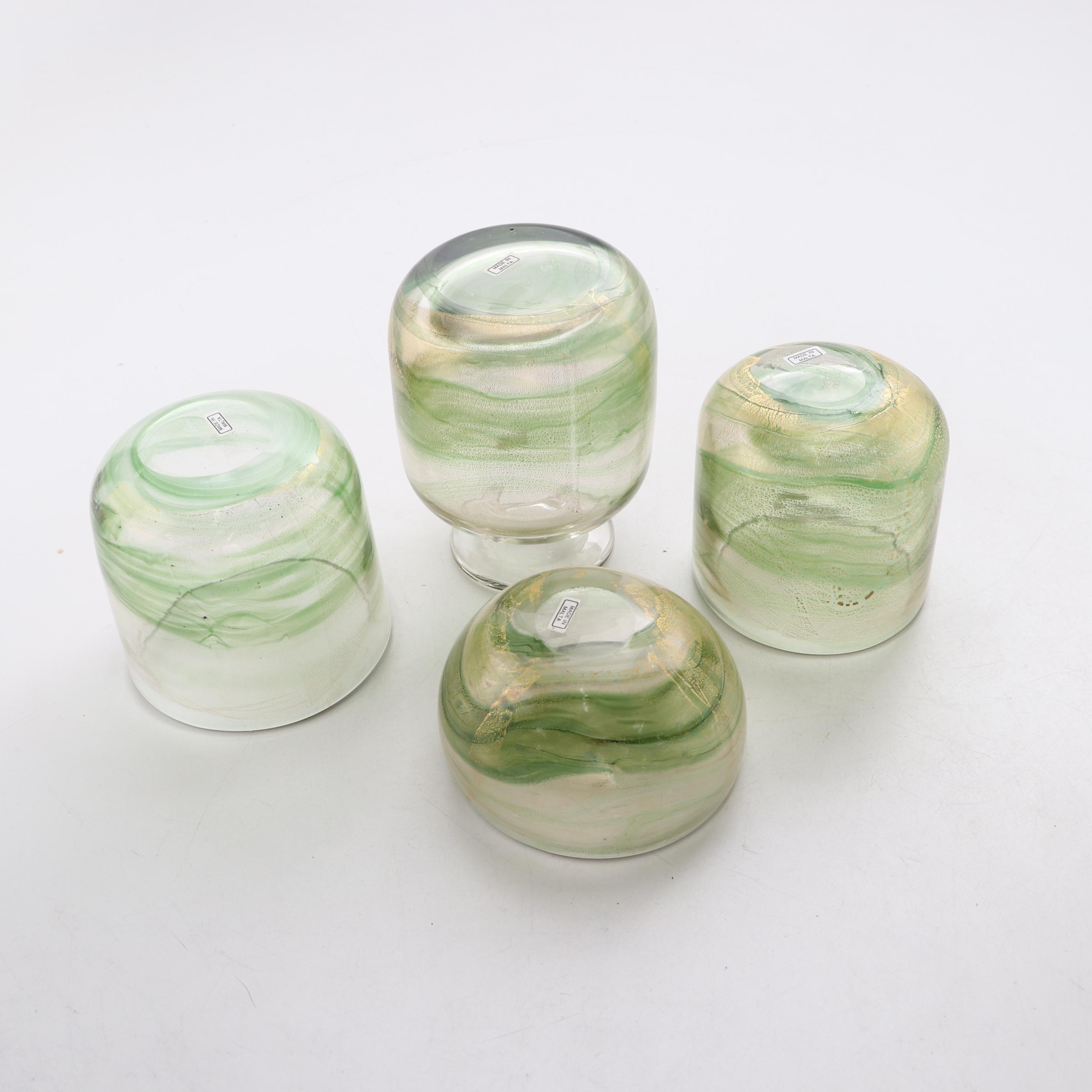 Gozo "Verdi" Art Glass Vases and Bowl