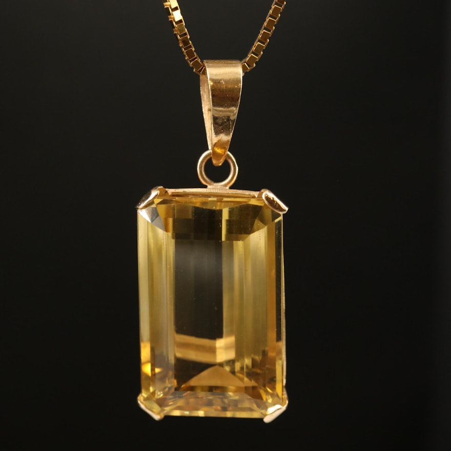 14K 41.50 CT Citrine Pendant Necklace