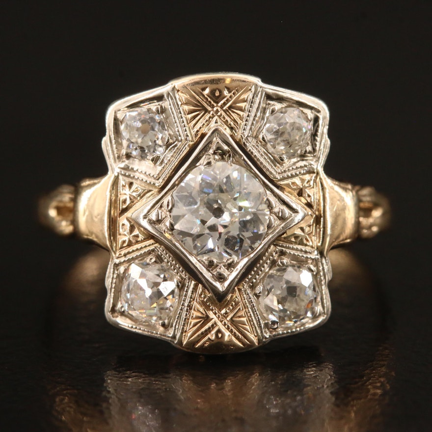 Art Deco 14K Diamond Ring