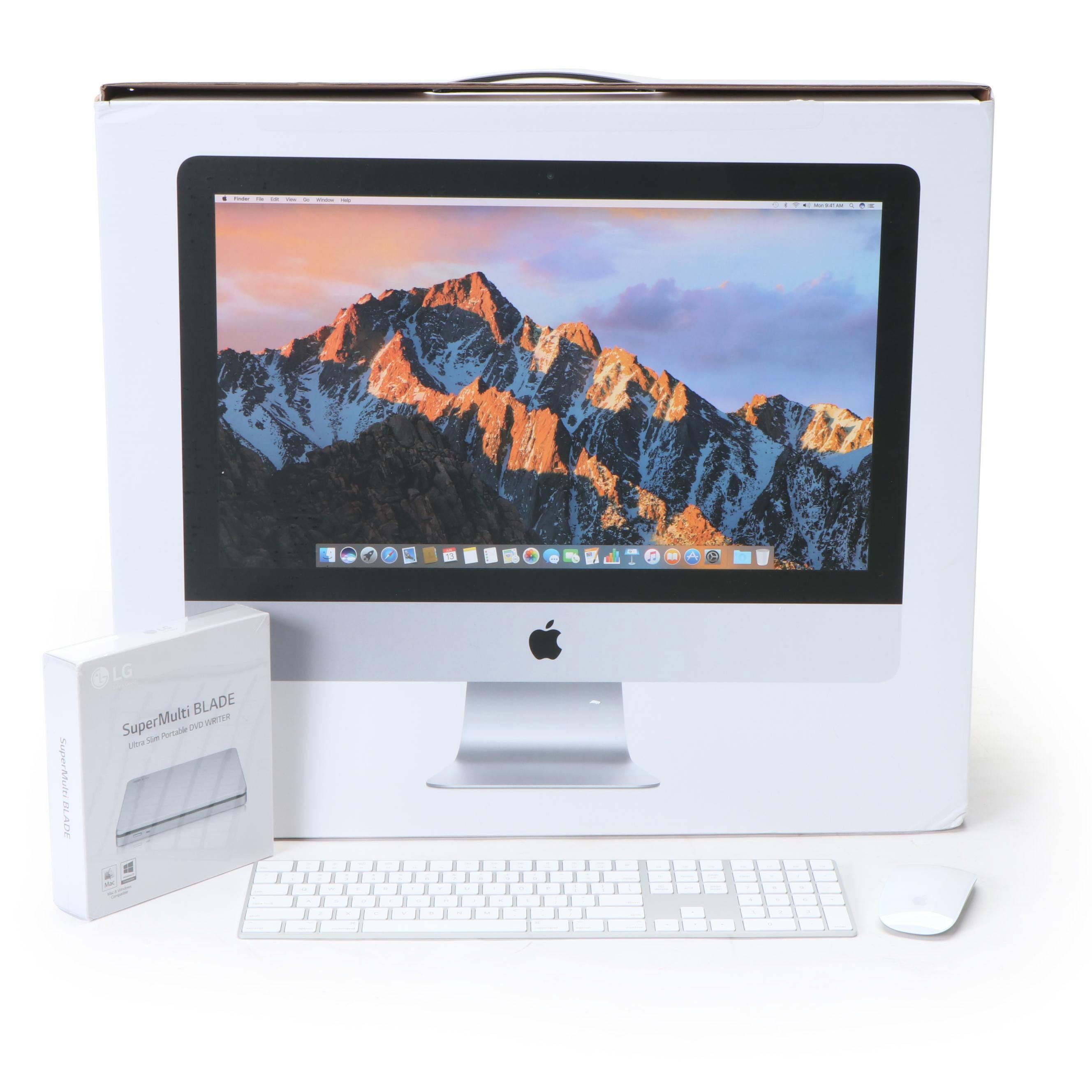 21.5" Apple iMac Desktop Computer with Mouse, Keyboard, and LG DVD Writer