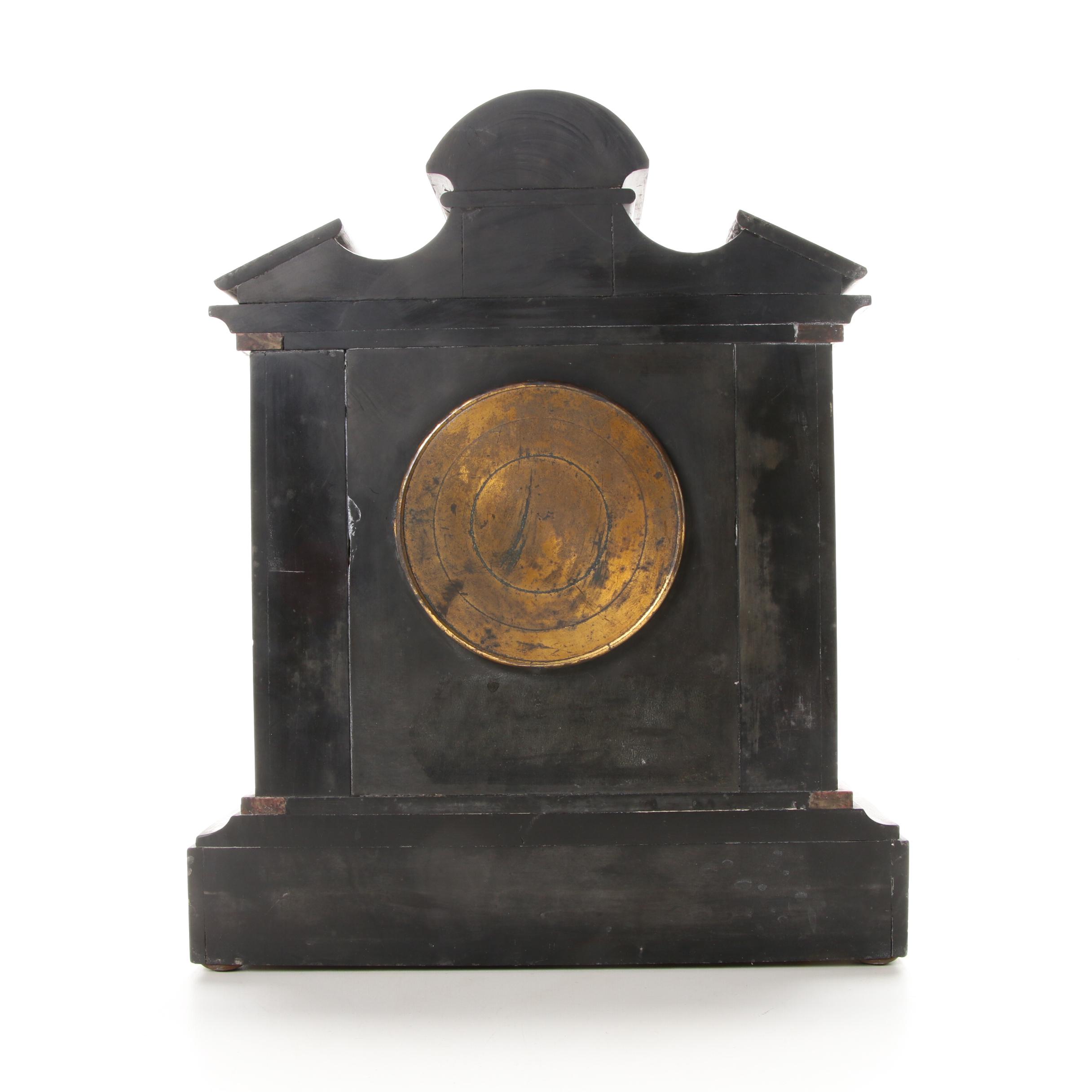 Fritz Marti French Slate and Marble Mantel Clock, Late 19th/Early 20th Century