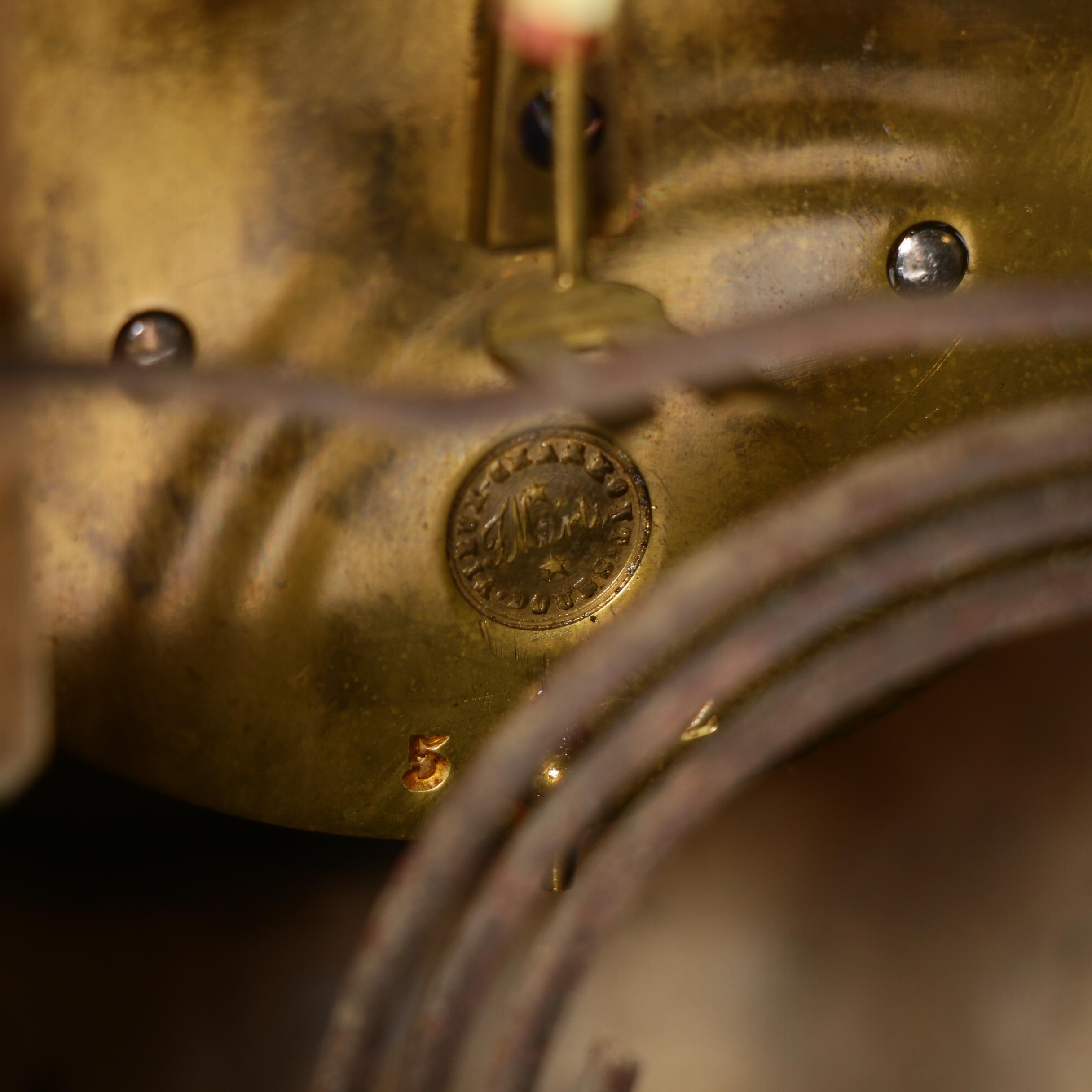 Fritz Marti French Slate and Marble Mantel Clock, Late 19th/Early 20th Century