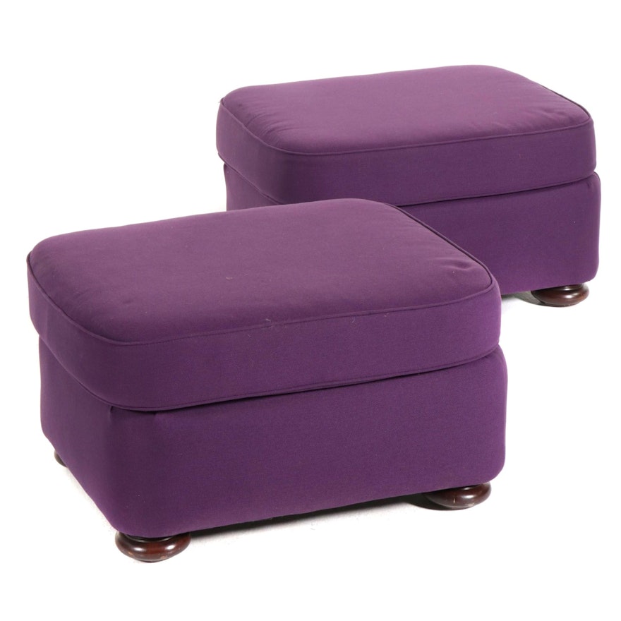 Pair of Purple Upholstered Ottomans