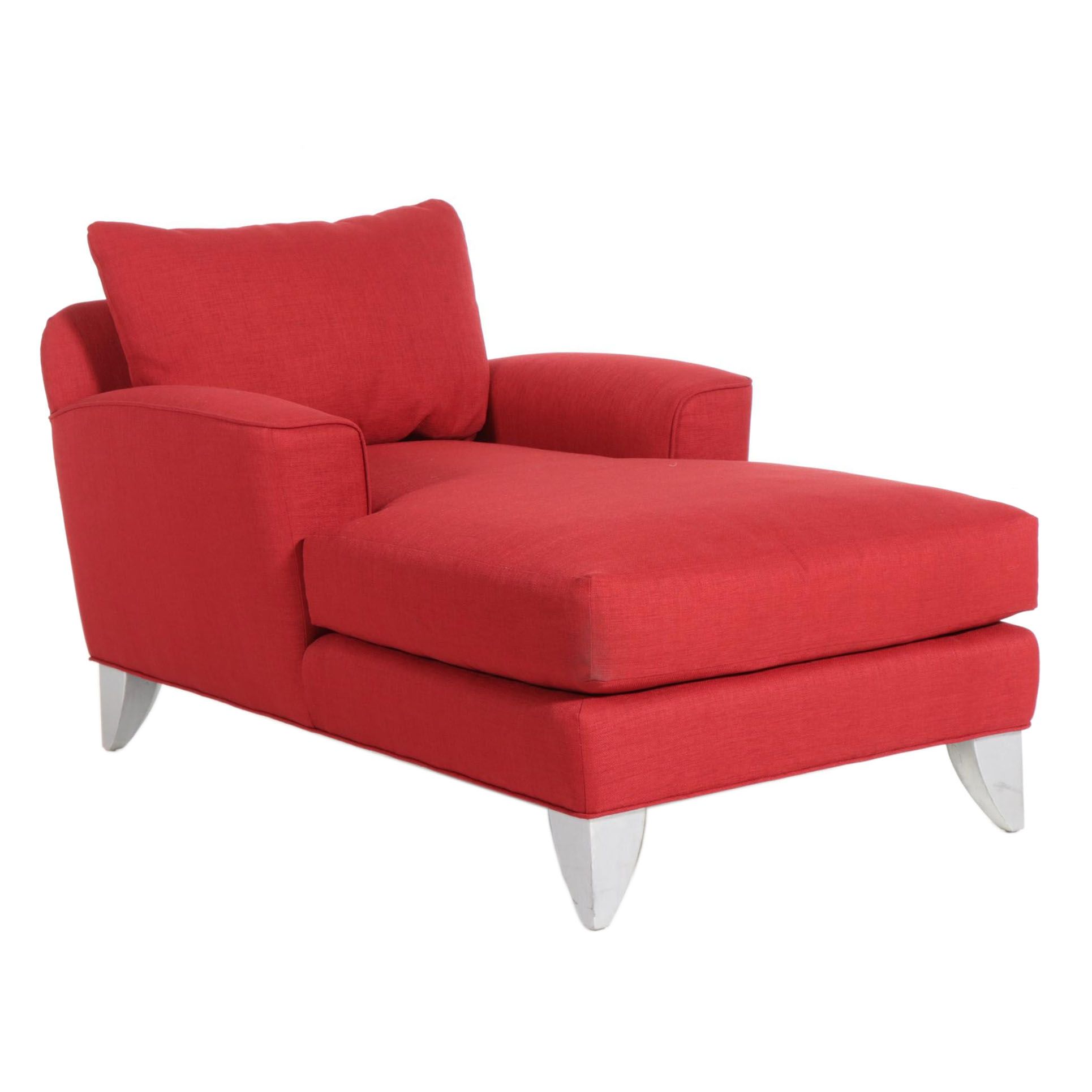 Modern Red Upholstered Chaise