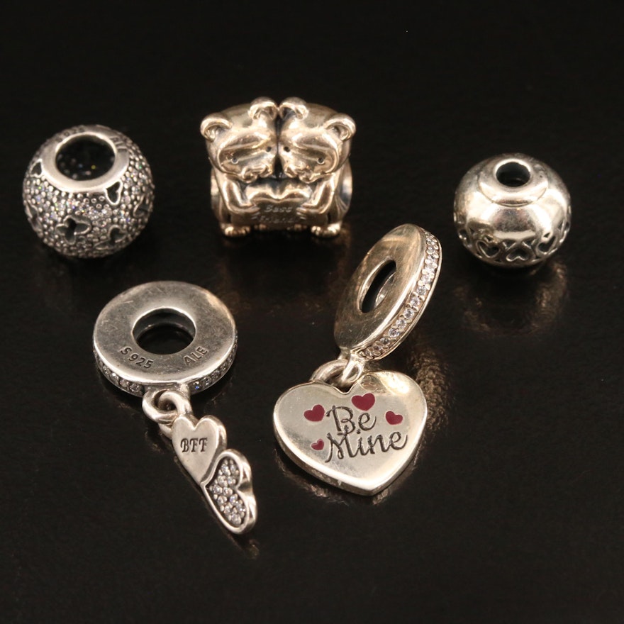Pandora Sterling Silver Cubic Zirconia and Enamel Charm Selection