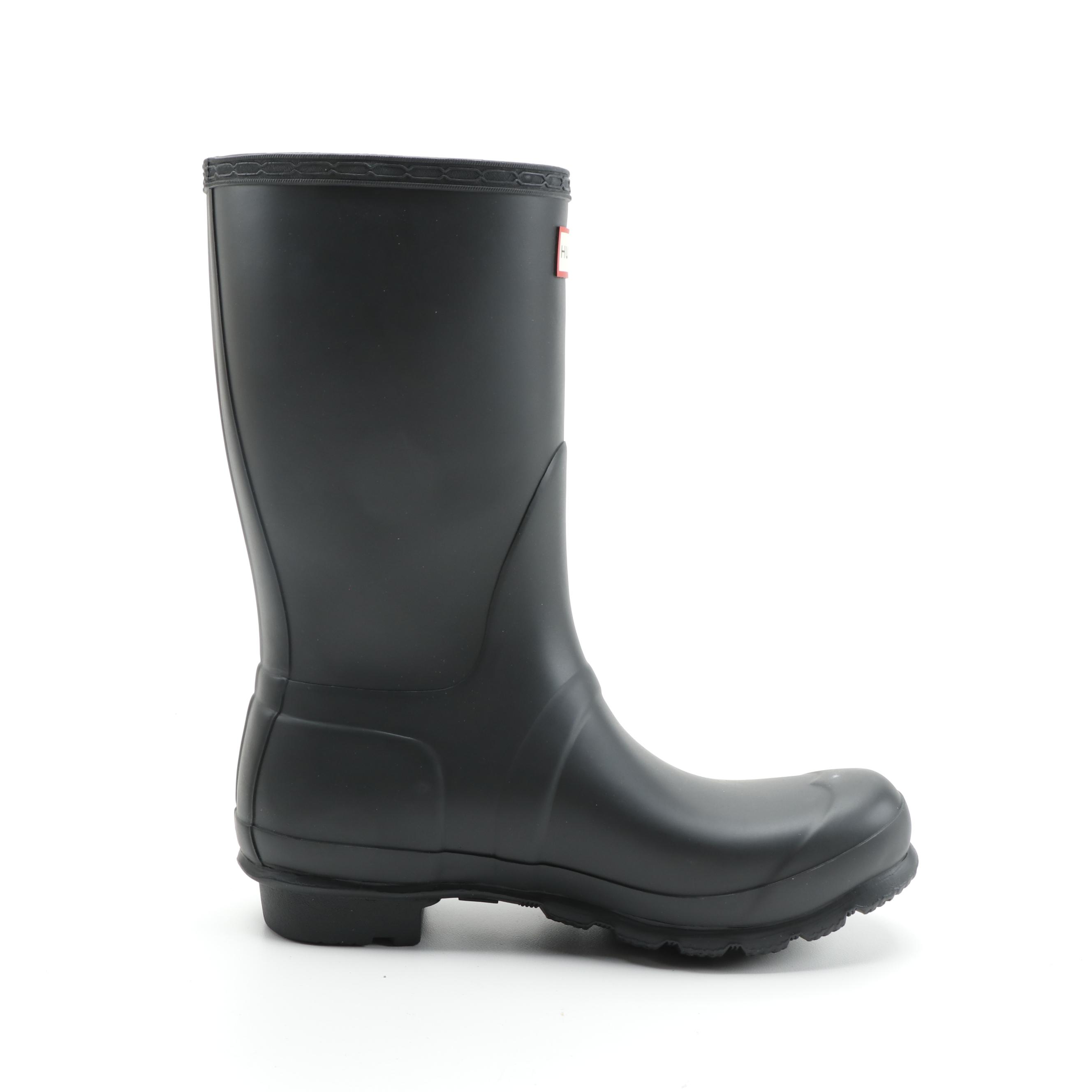 Hunter Matte Black Original Short Rain Boots with Box, Size 8