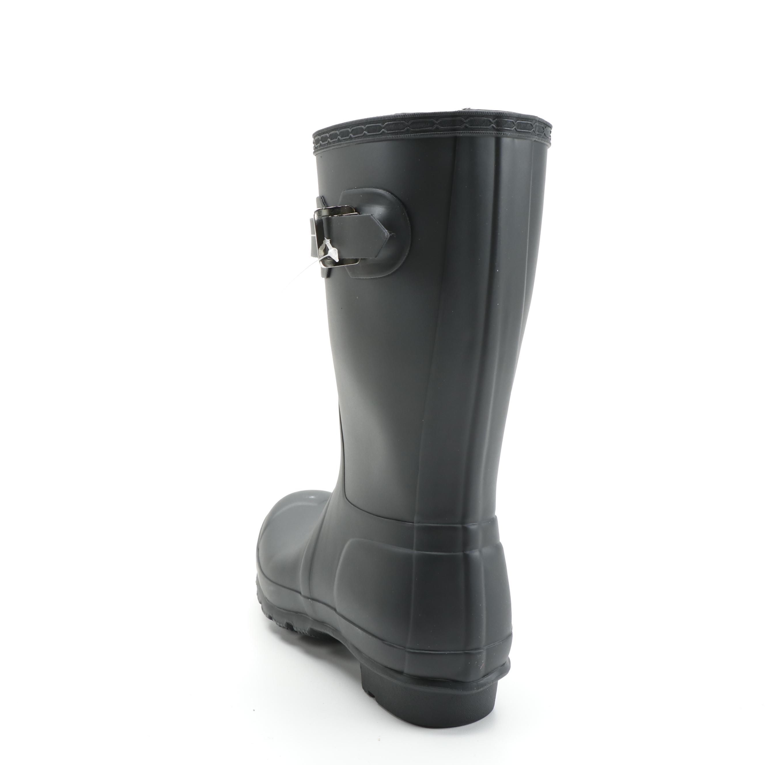 Hunter Matte Black Original Short Rain Boots with Box, Size 8
