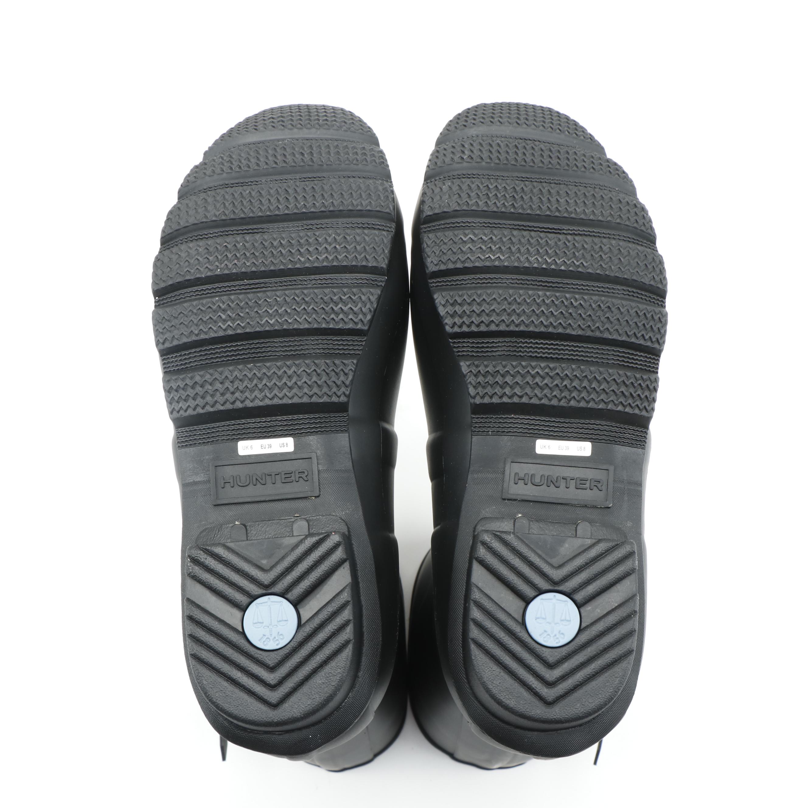 Hunter Matte Black Original Short Rain Boots with Box, Size 8