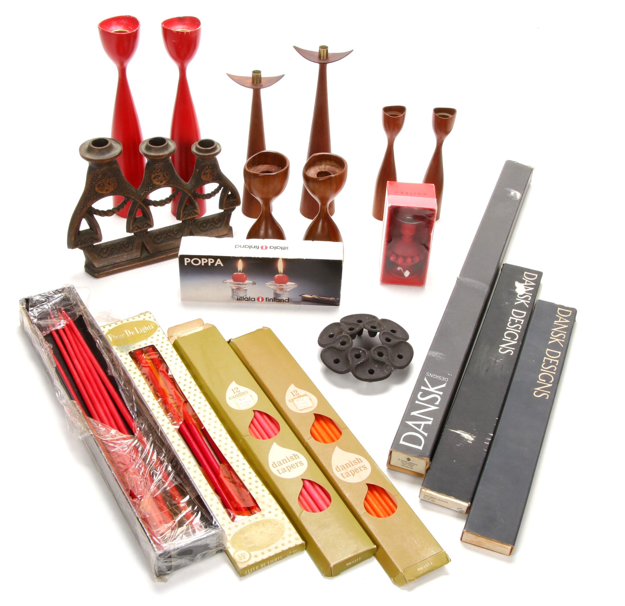 Danish Modern Candles and Candle Holders Including Dansk