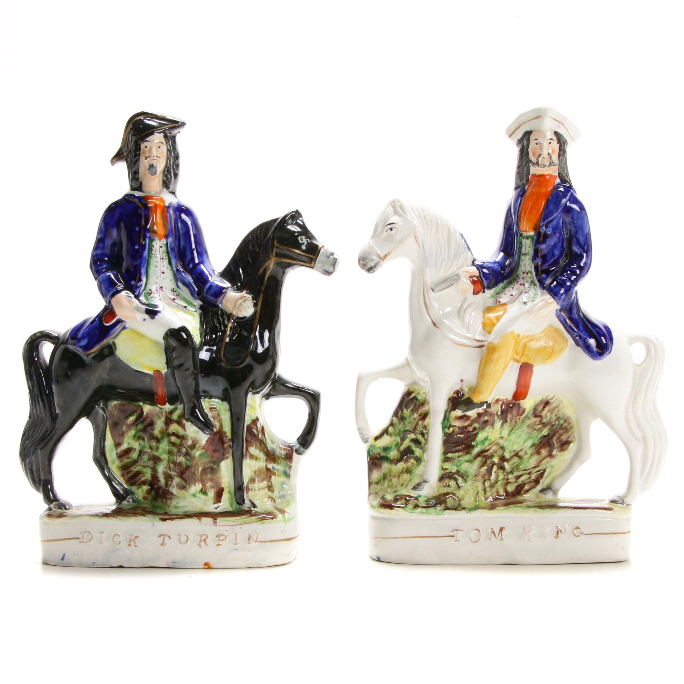 Staffordshire Porcelain Dick Turpin and Tom King Figurines, Mid 19th Century