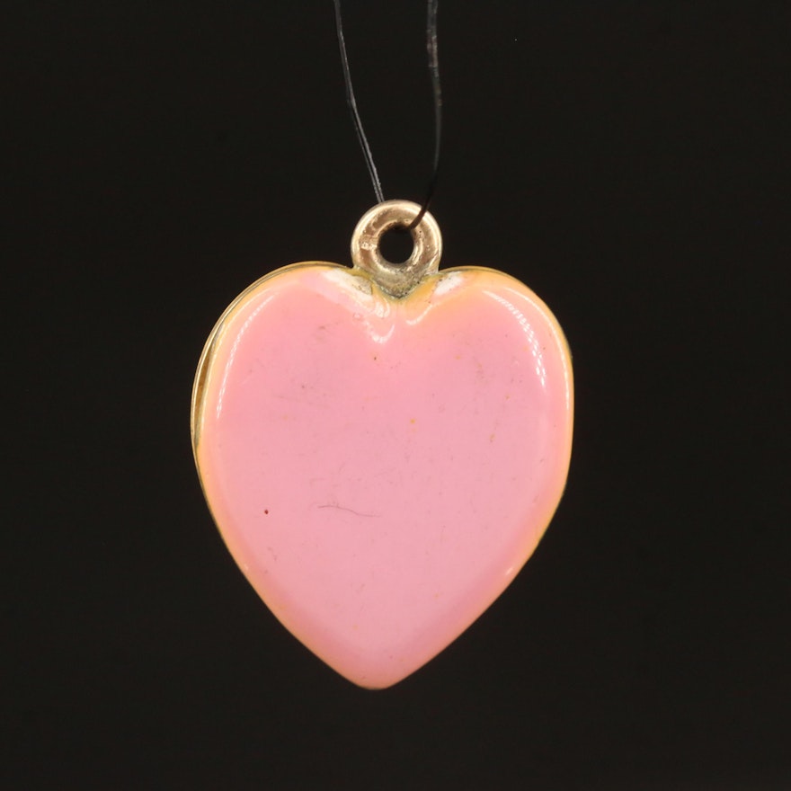 Sloan & Co. Antique 14K Enamel Heart Locket Pendant