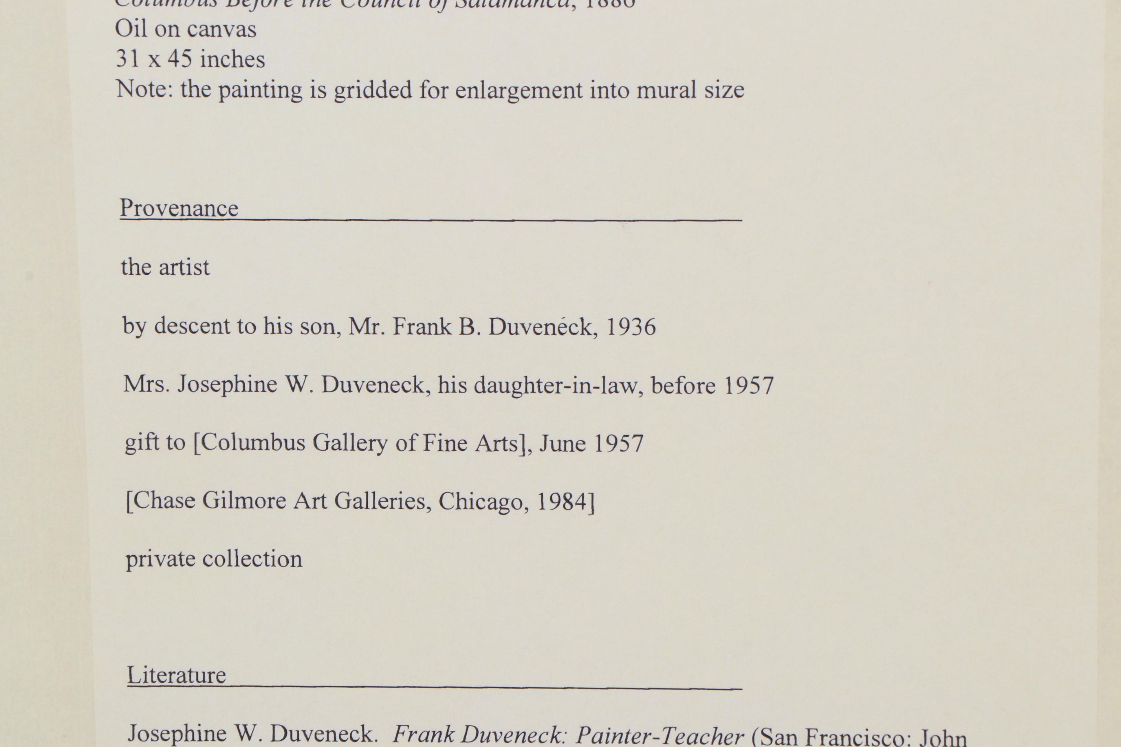 Frank Duveneck Oil Painting "Columbus before the Council of Salamanca," 1886