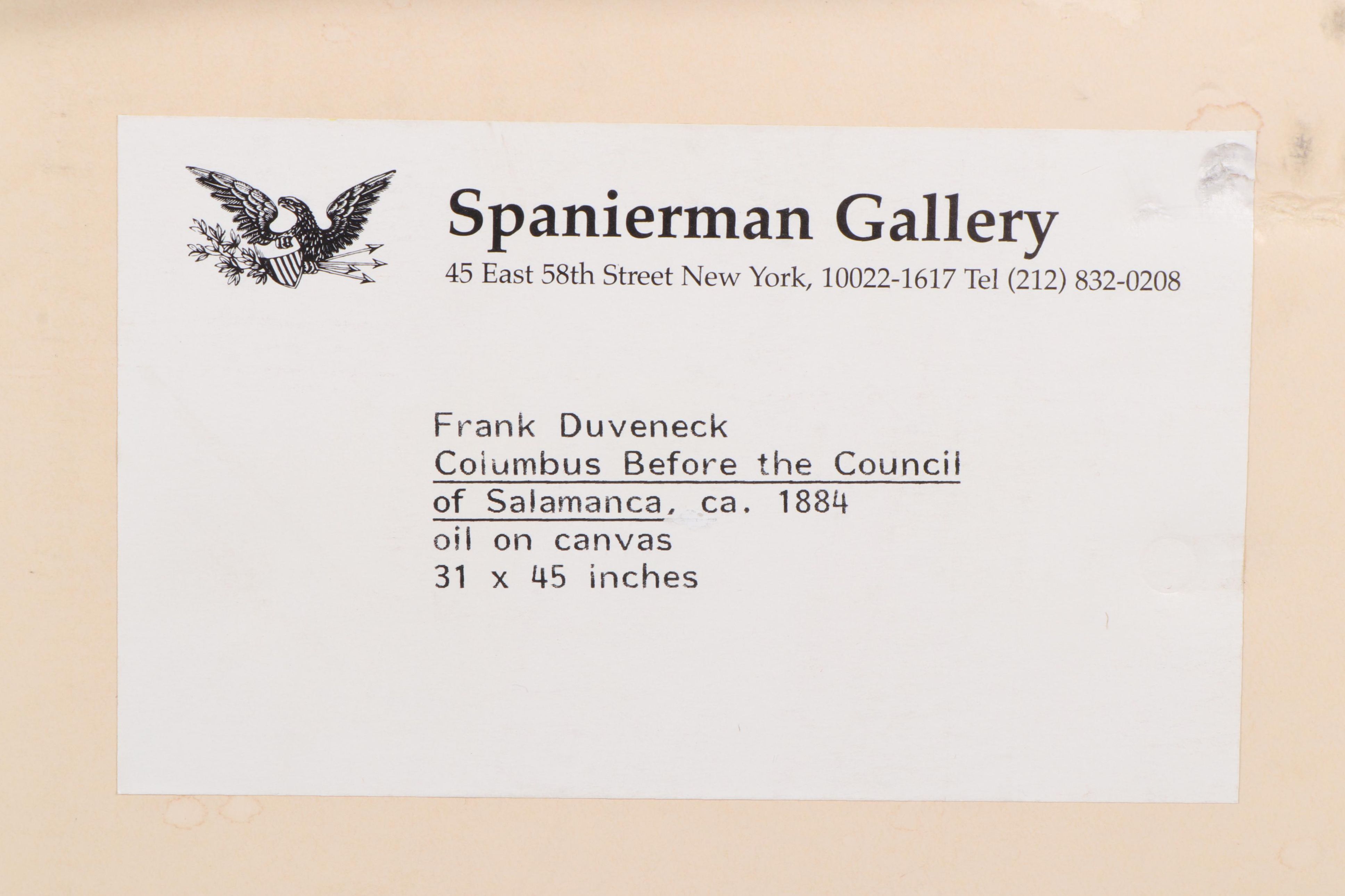 Frank Duveneck Oil Painting "Columbus before the Council of Salamanca," 1886