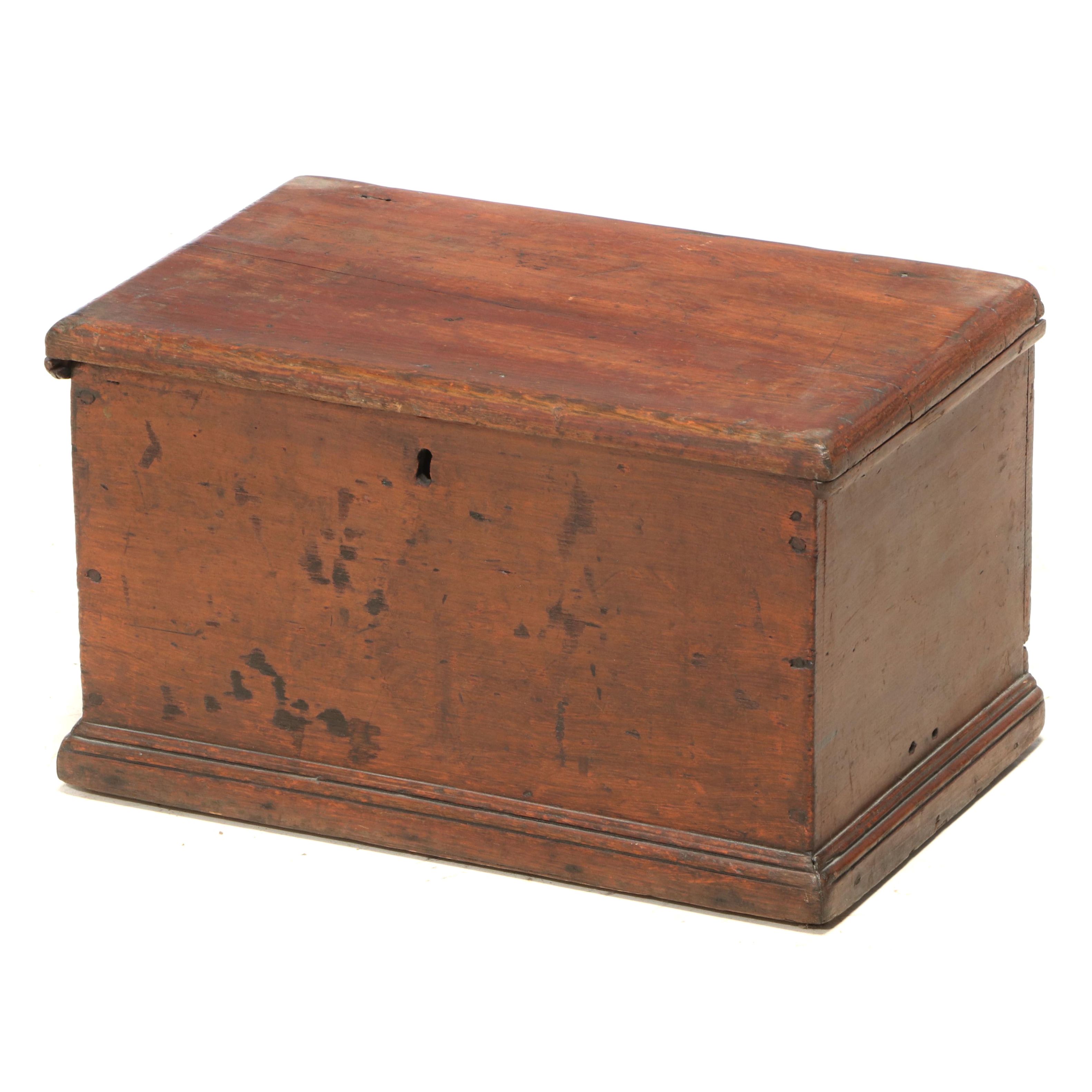 American Primitive Red-Painted Pine Document Box, 19th Century