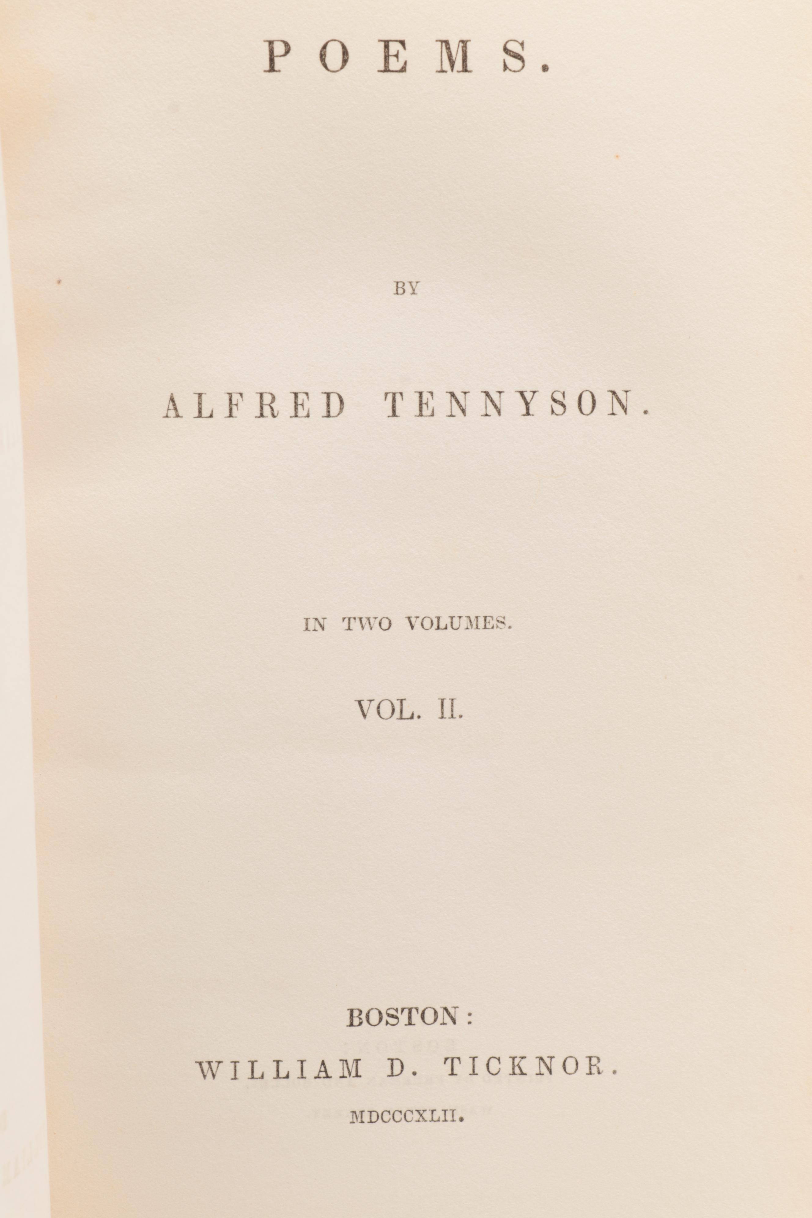 "Poems by Alfred Tennyson," 2 vols., 1842