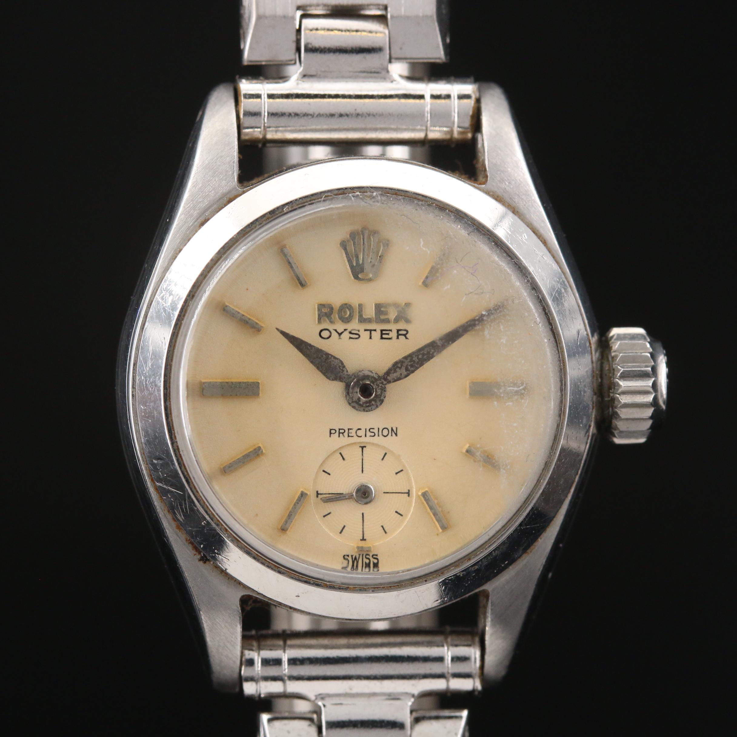 1957 Rolex Oyster 6522 Stainless Steel Stem Wind Watch