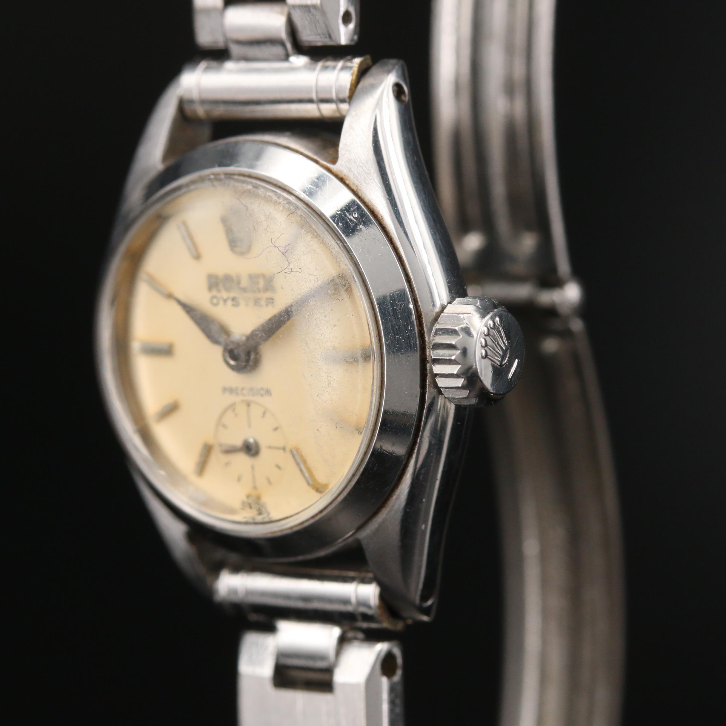1957 Rolex Oyster 6522 Stainless Steel Stem Wind Watch