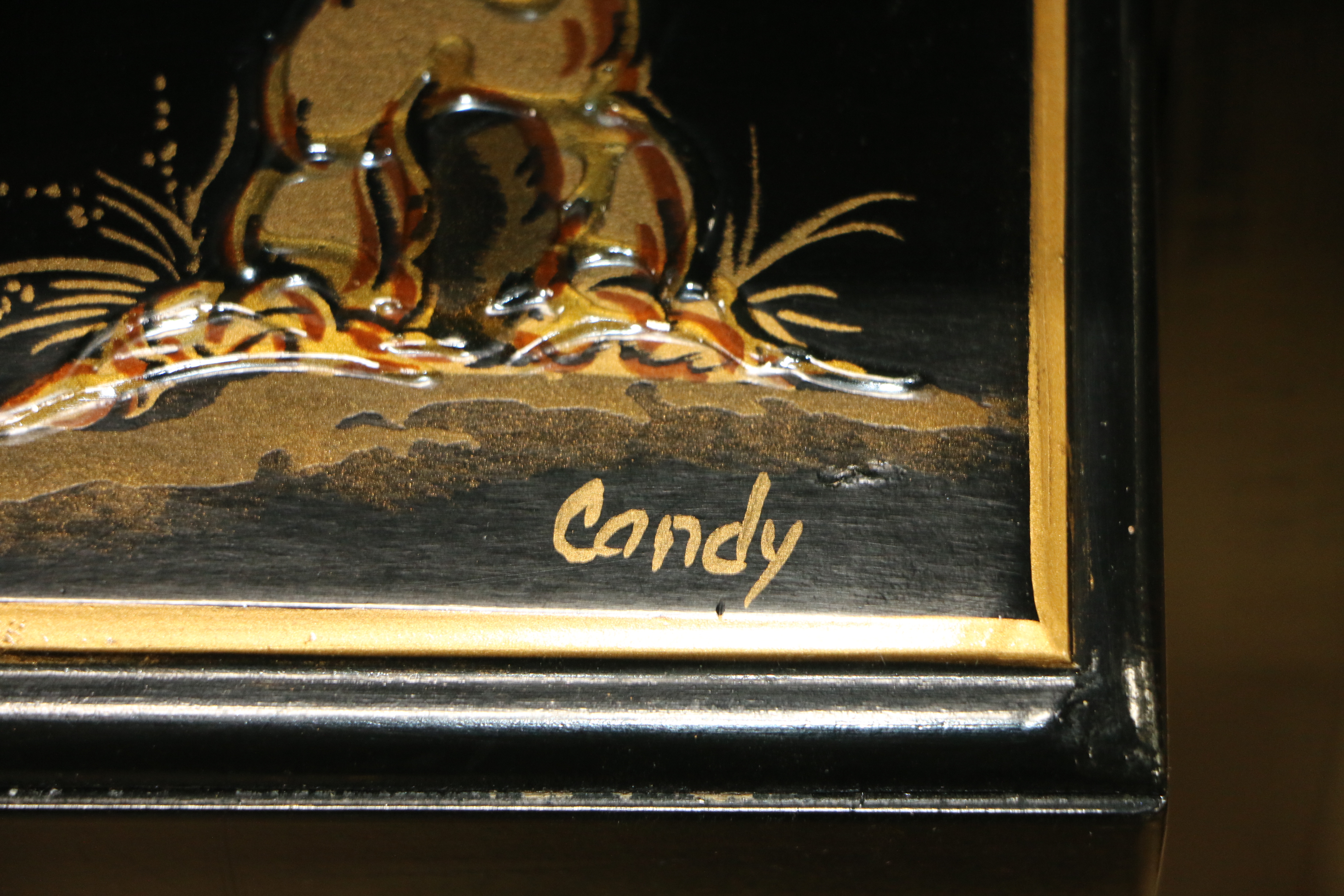 Ethan Allen Black-Lacquered, Parcel-Gilt, & Chinoiserie-Decorated Media Cabinet