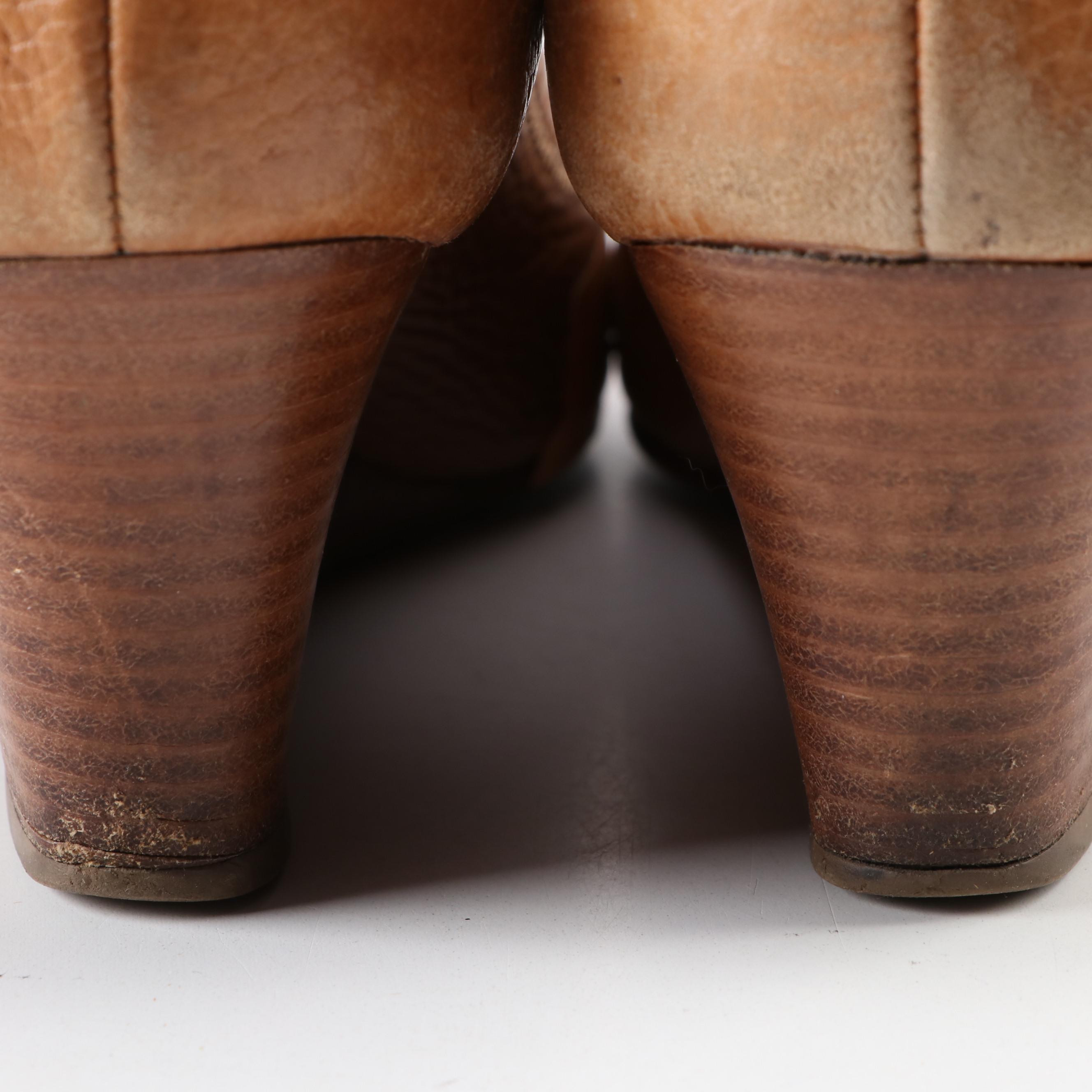 Tory Burch Sally 2 Peep Toe Wedge Pumps in Tan Leather