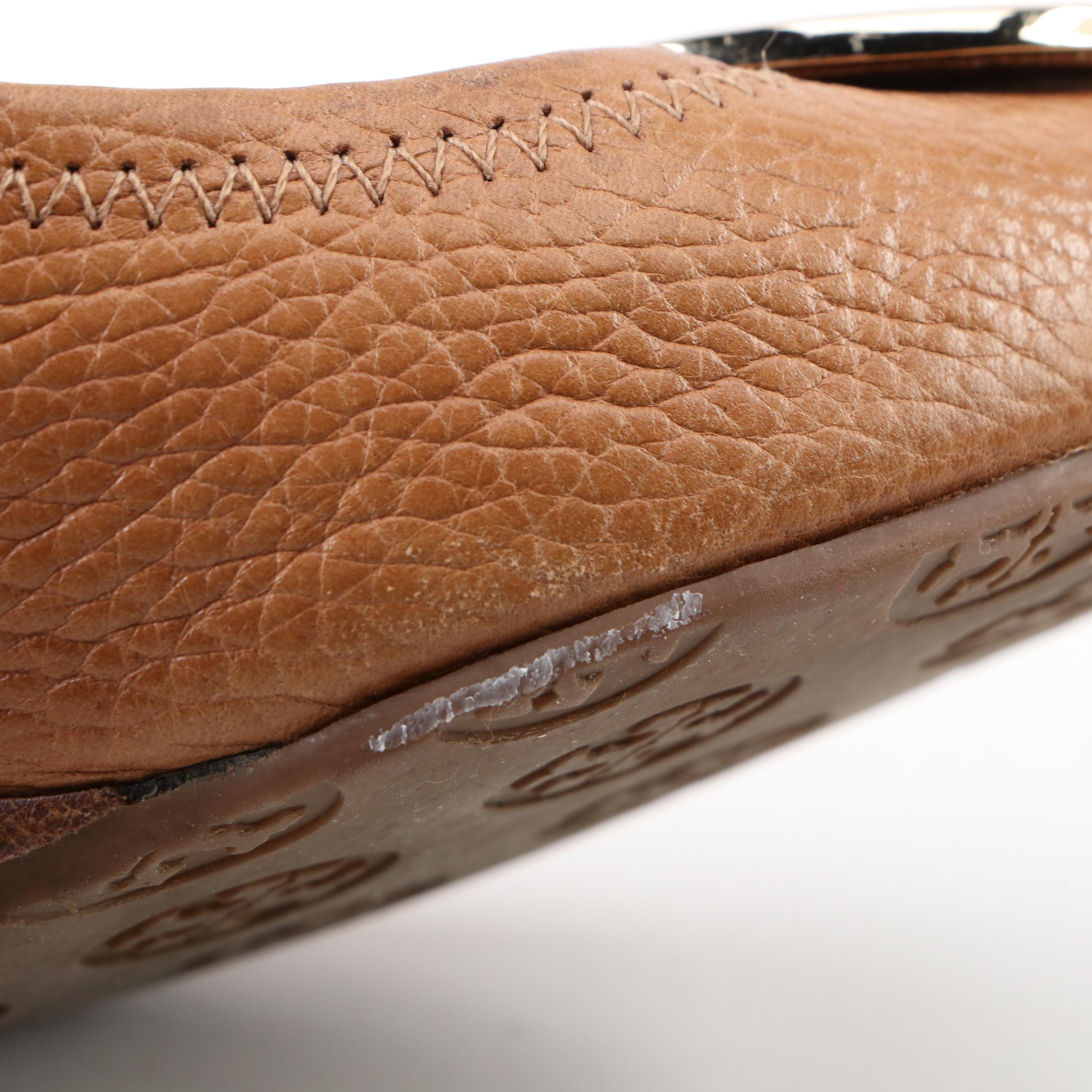 Tory Burch Sally 2 Peep Toe Wedge Pumps in Tan Leather