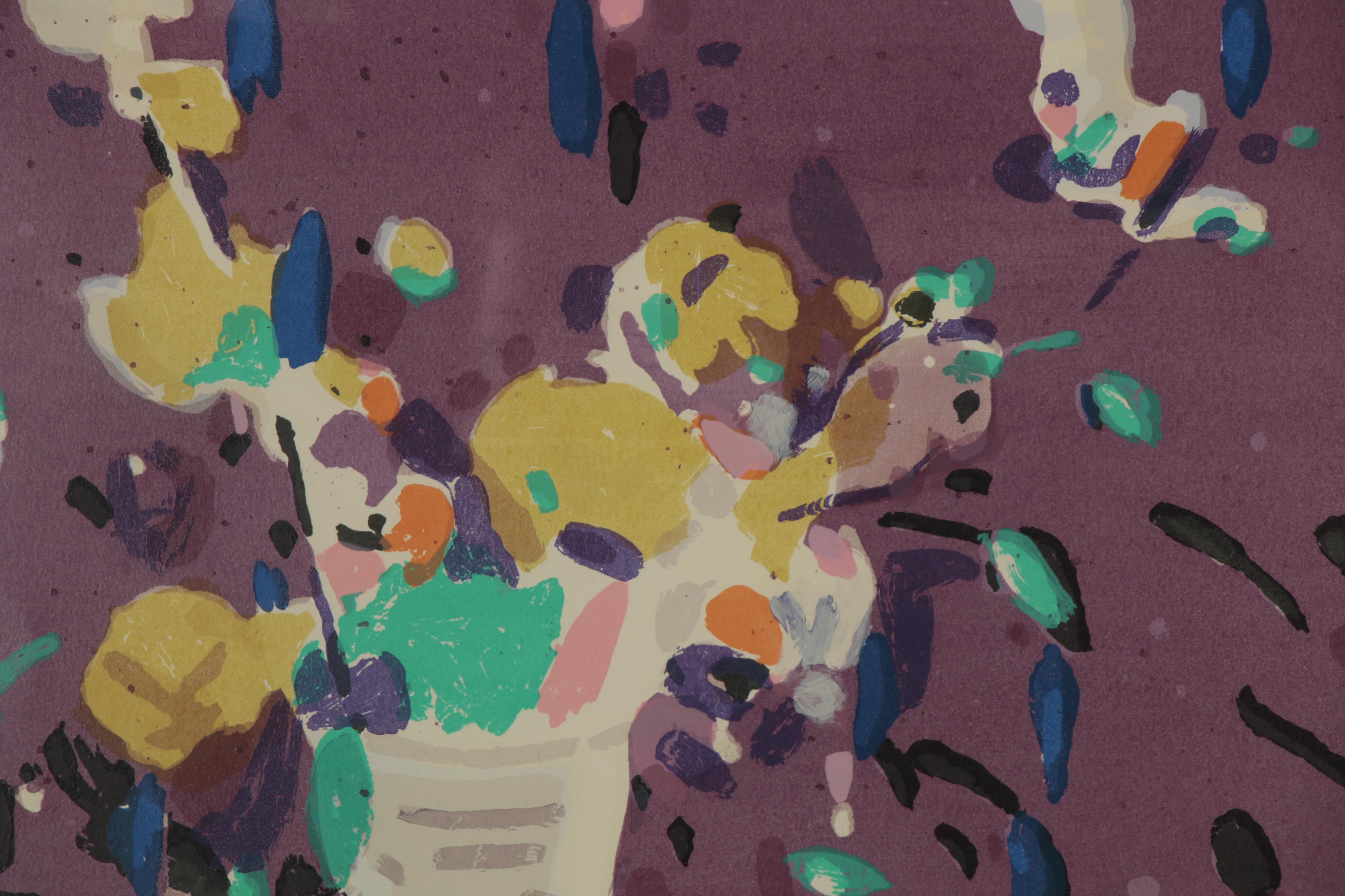 Jen Pang Serigraph of Floral Still Life, Late 20th Century