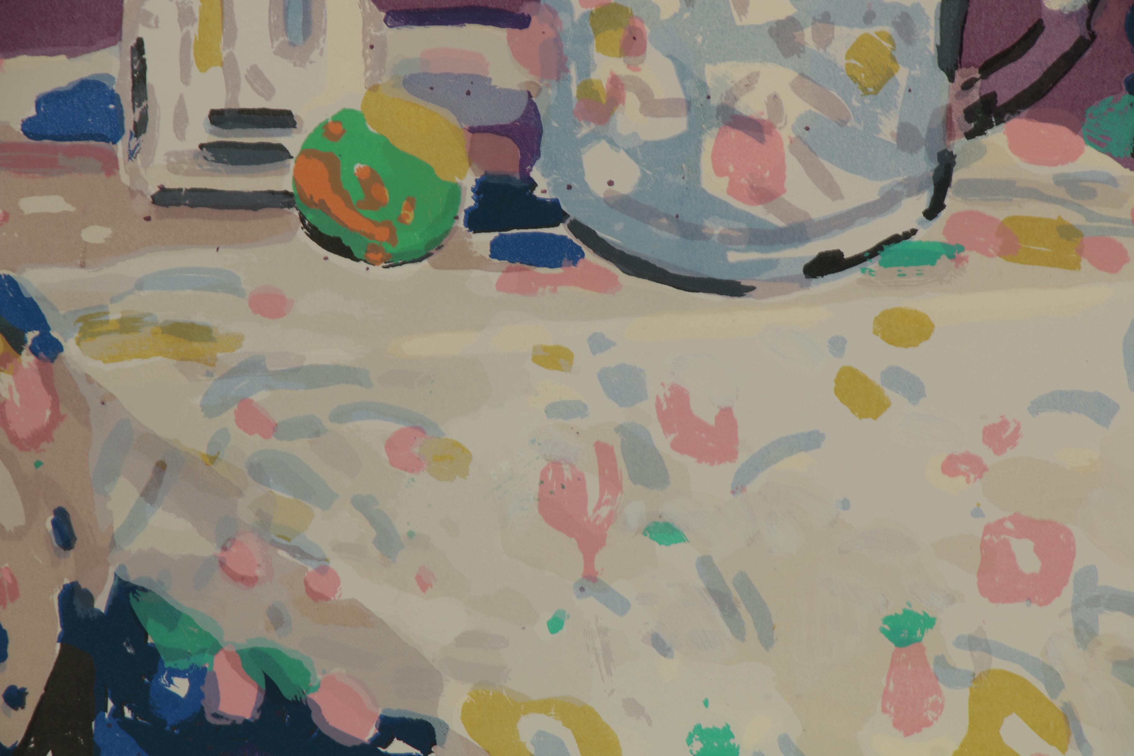 Jen Pang Serigraph of Floral Still Life, Late 20th Century