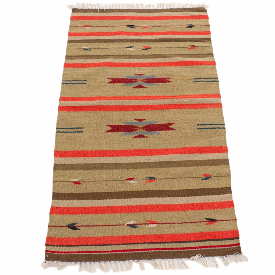 2'10 x 5' Handwoven Indo Turkish Kilim Rug, 2000s