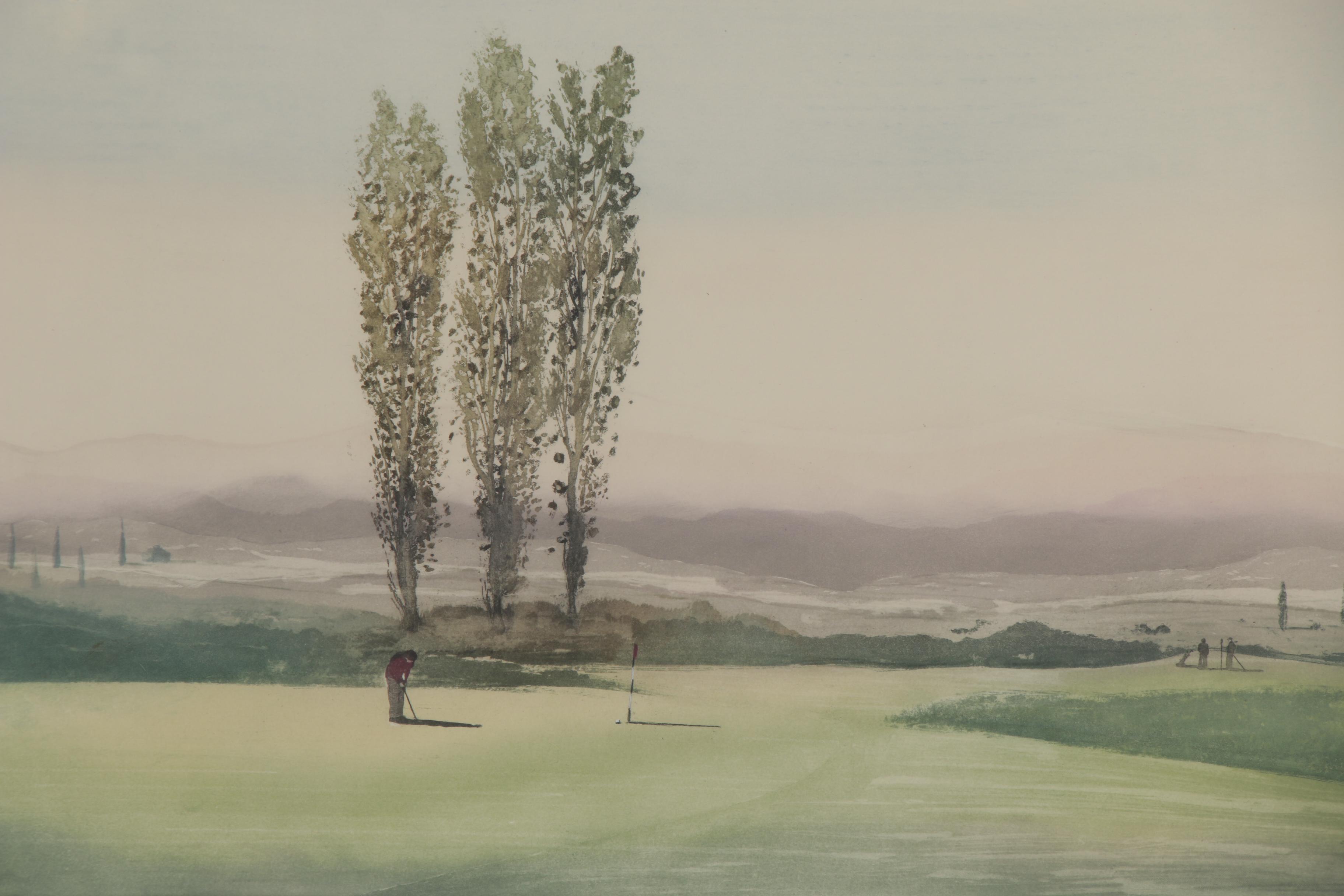 J. Garrington Etching with Aquatint "On the Green," Late 20th Century