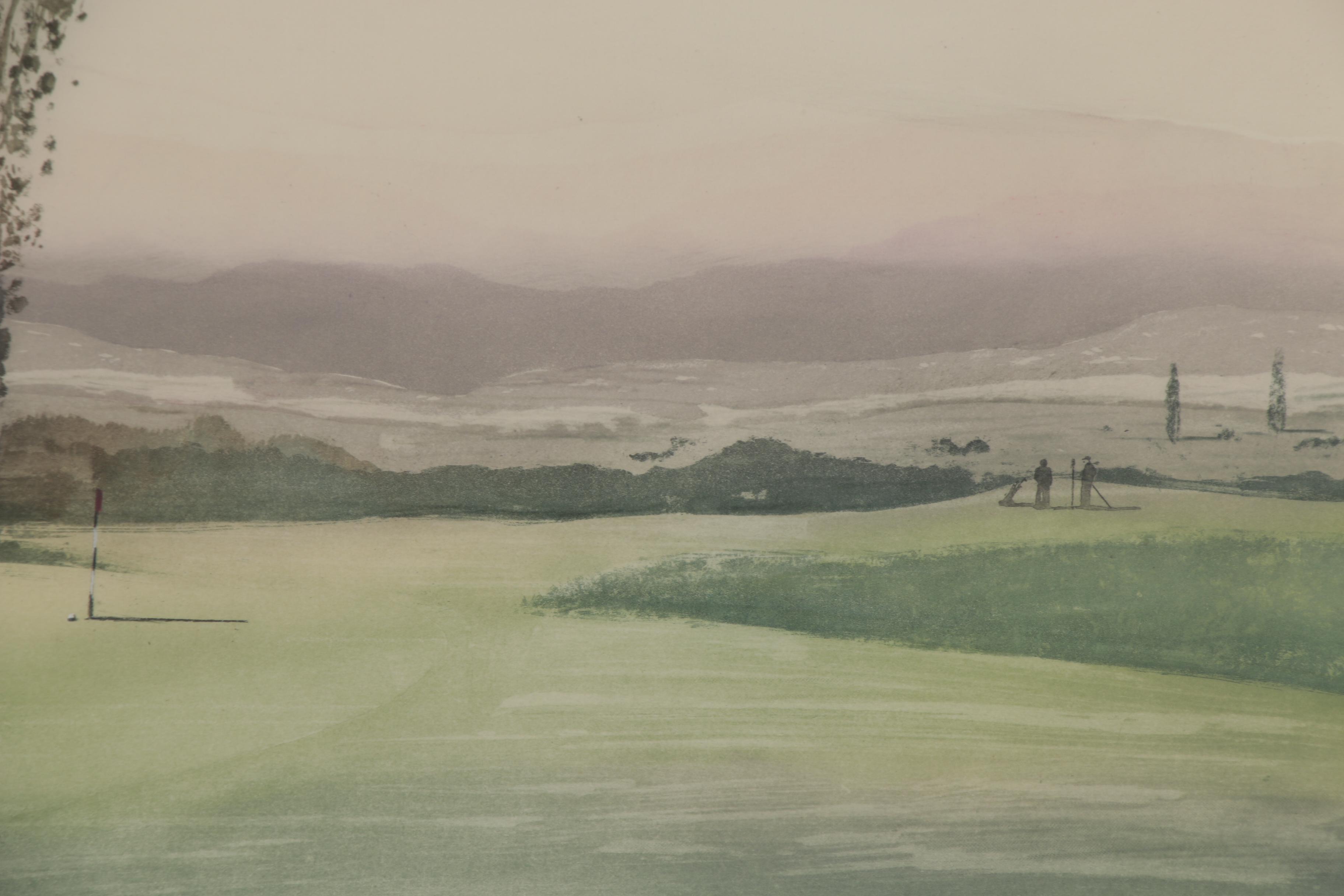 J. Garrington Etching with Aquatint "On the Green," Late 20th Century